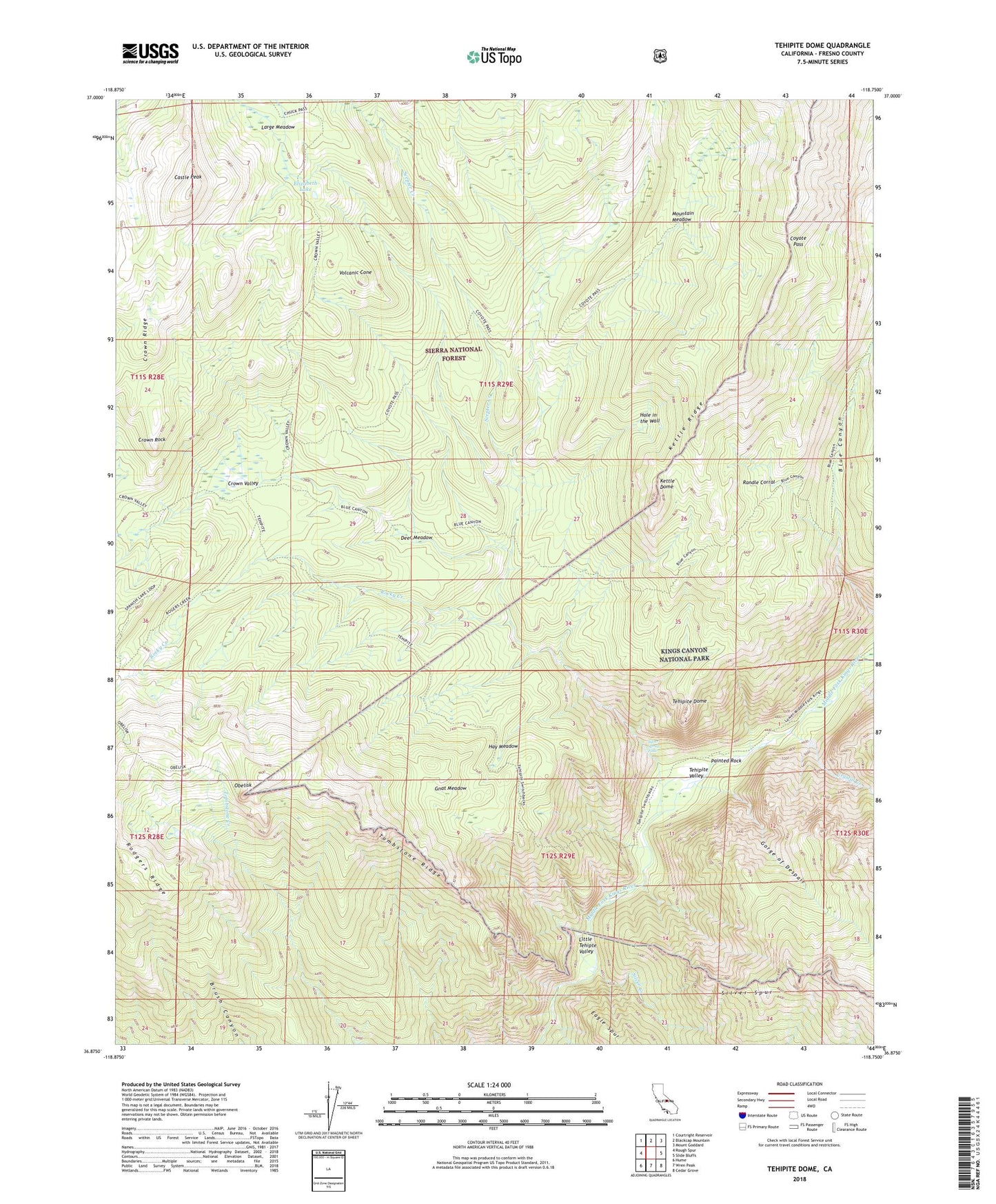 Tehipite Dome California US Topo Map Image