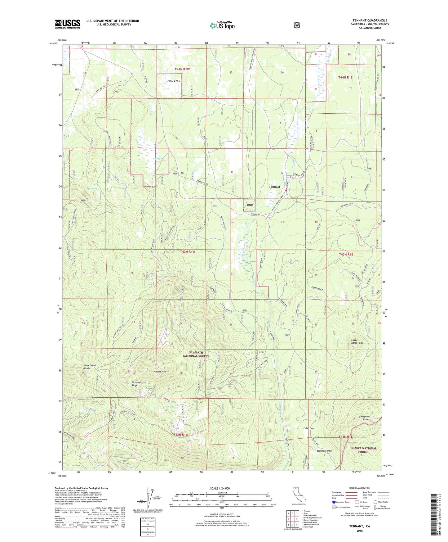 Tennant California US Topo Map Image