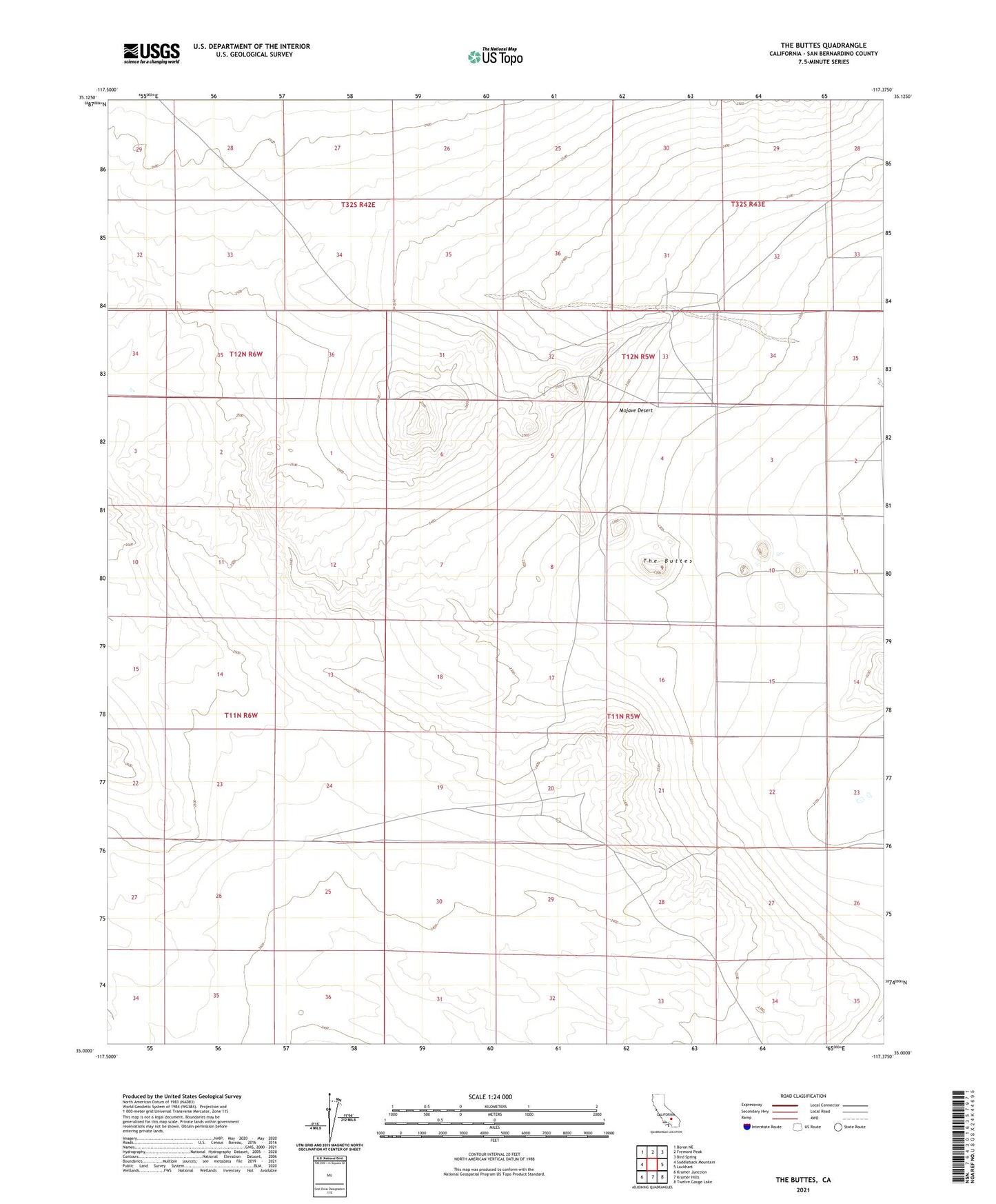 The Buttes California US Topo Map Image