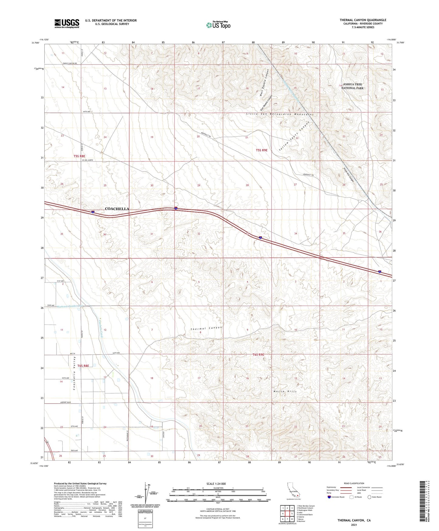 Thermal Canyon California US Topo Map Image