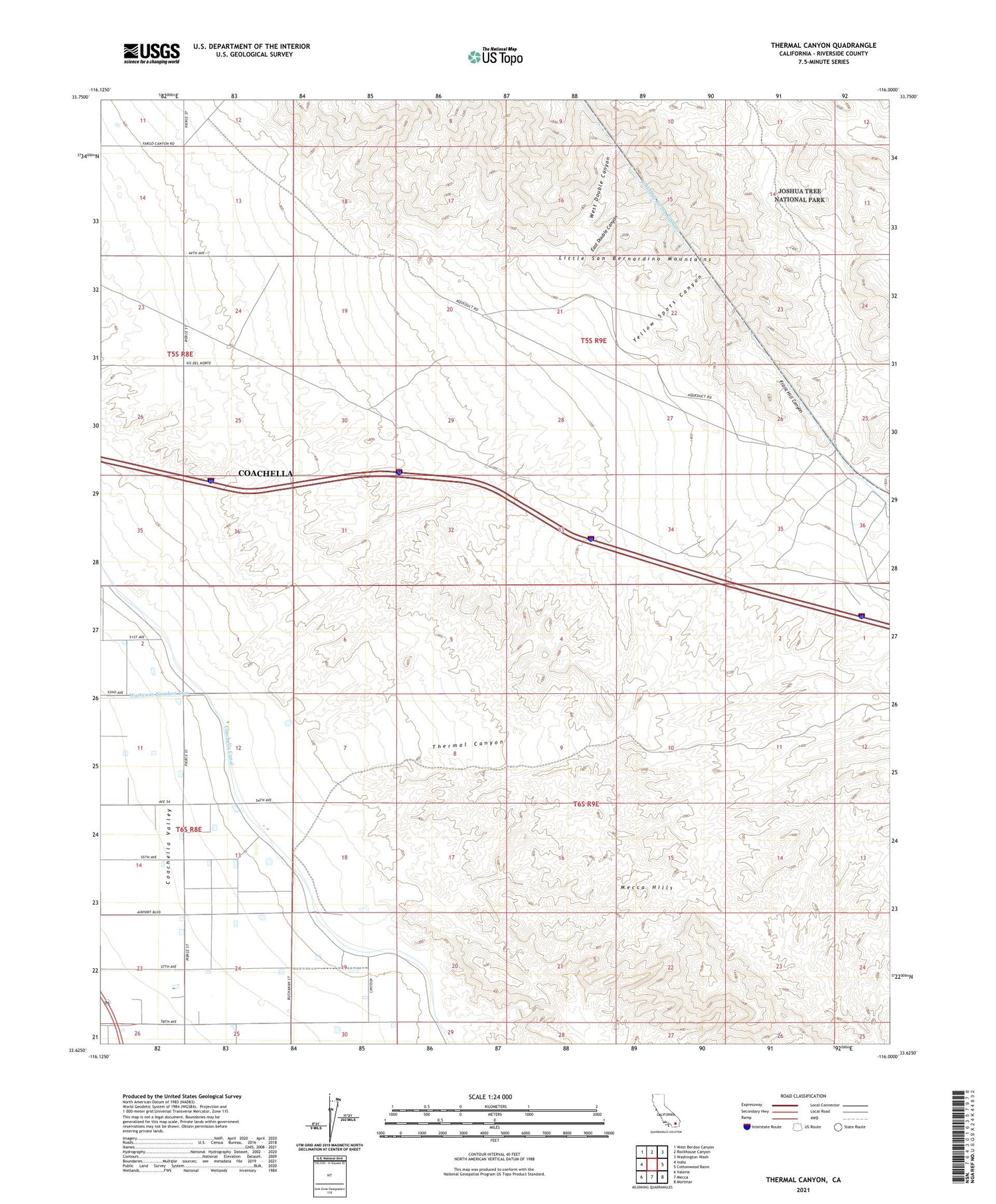 Thermal Canyon California US Topo Map Image