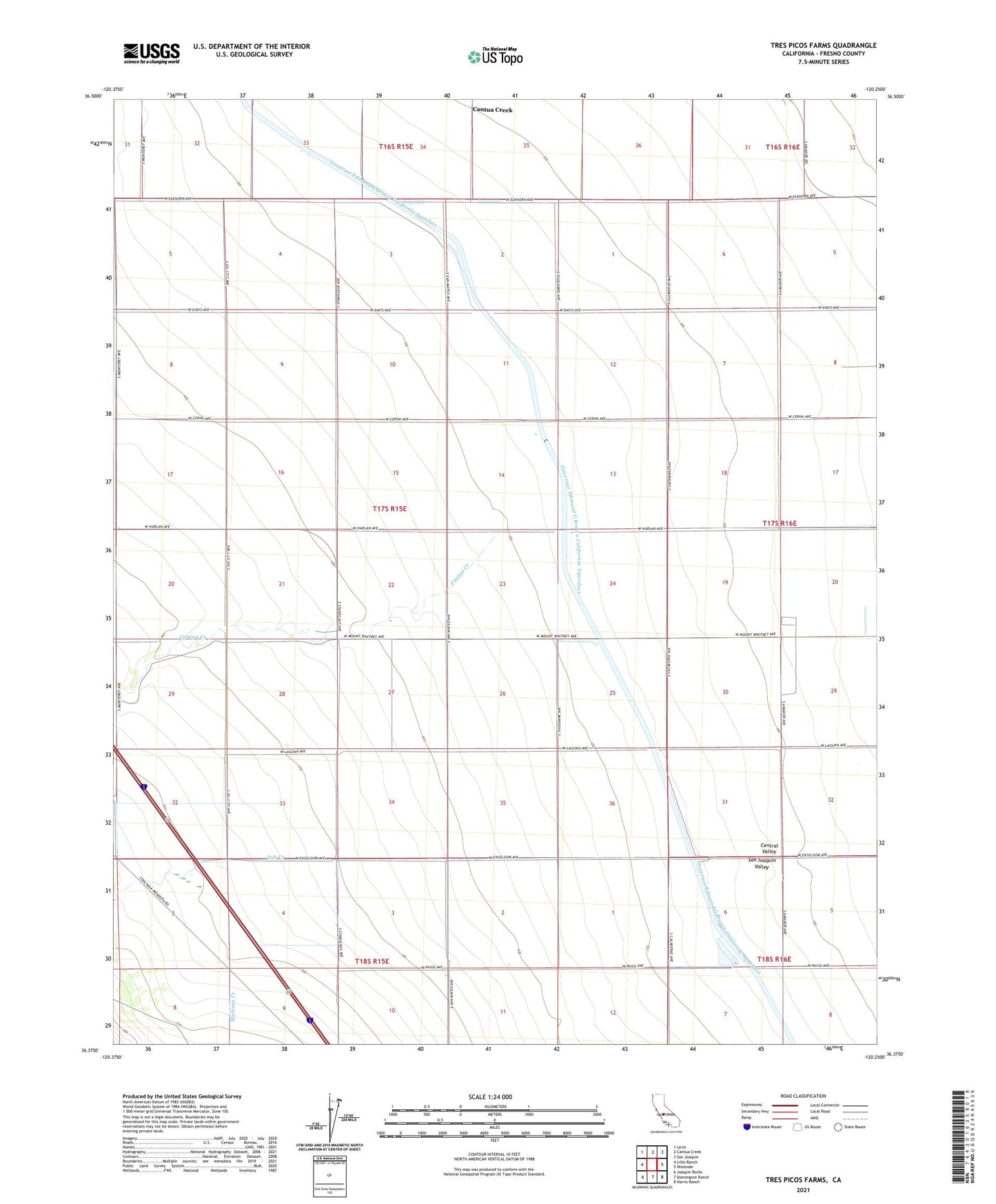 Tres Picos Farms California US Topo Map Image