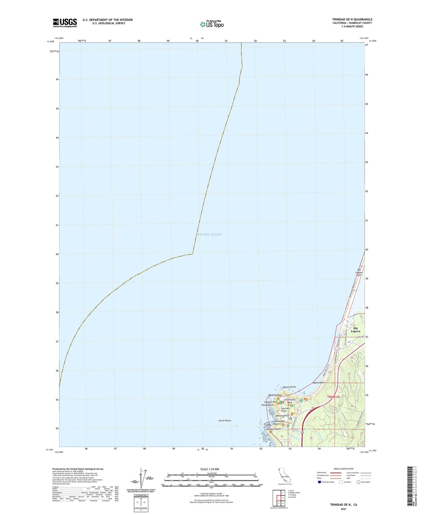 Trinidad OE N California US Topo Map Image