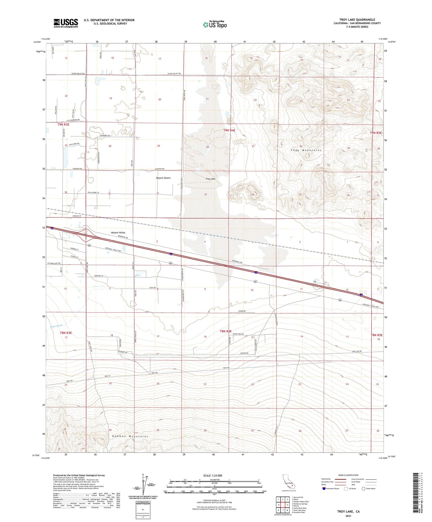 Troy Lake California US Topo Map Image