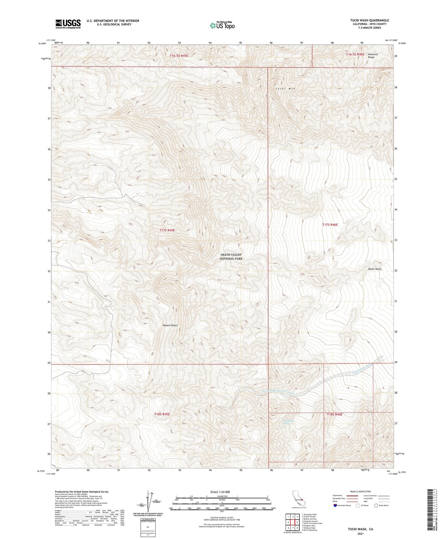 Tucki Wash California US Topo Map Image