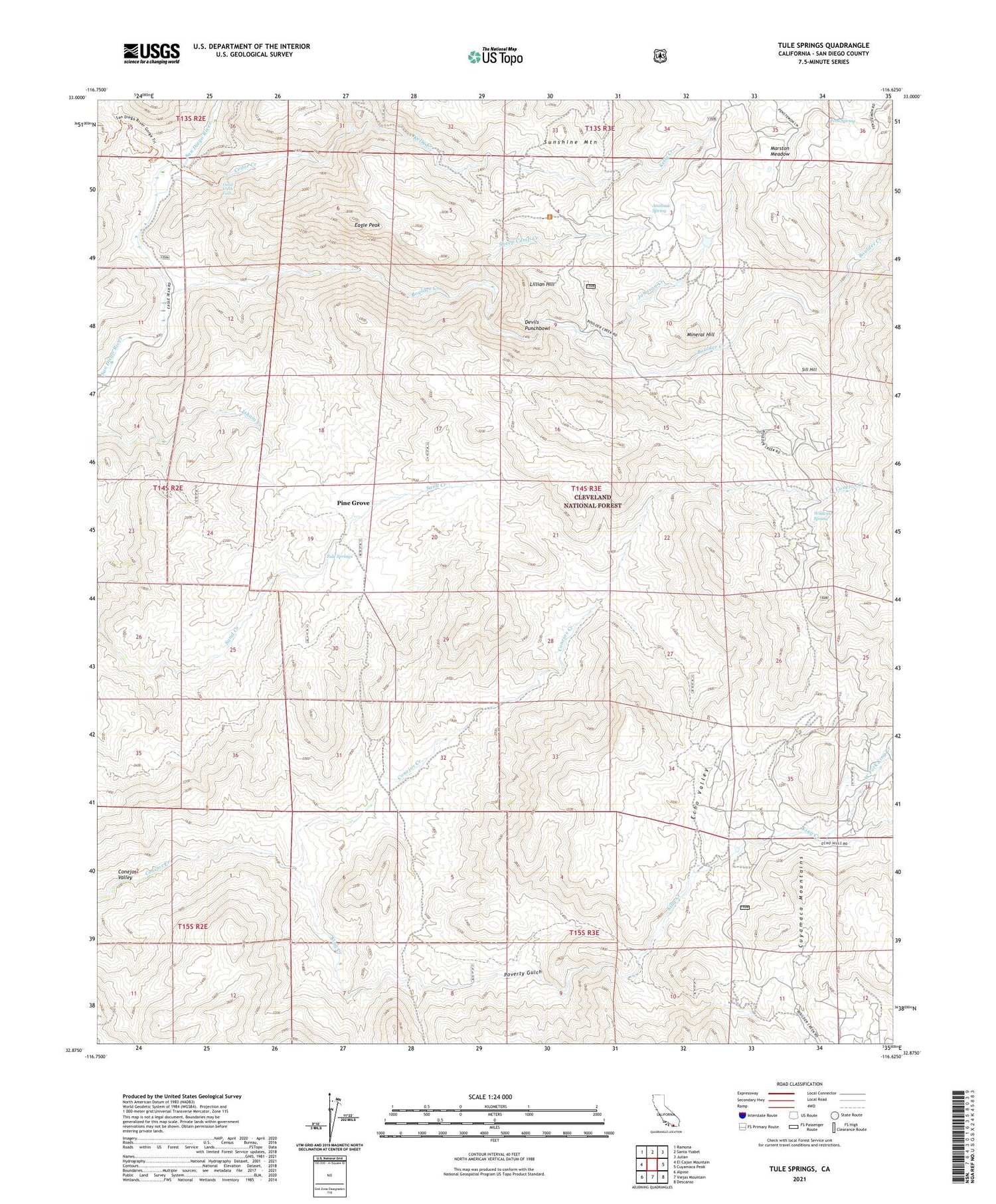 Tule Springs California US Topo Map Image