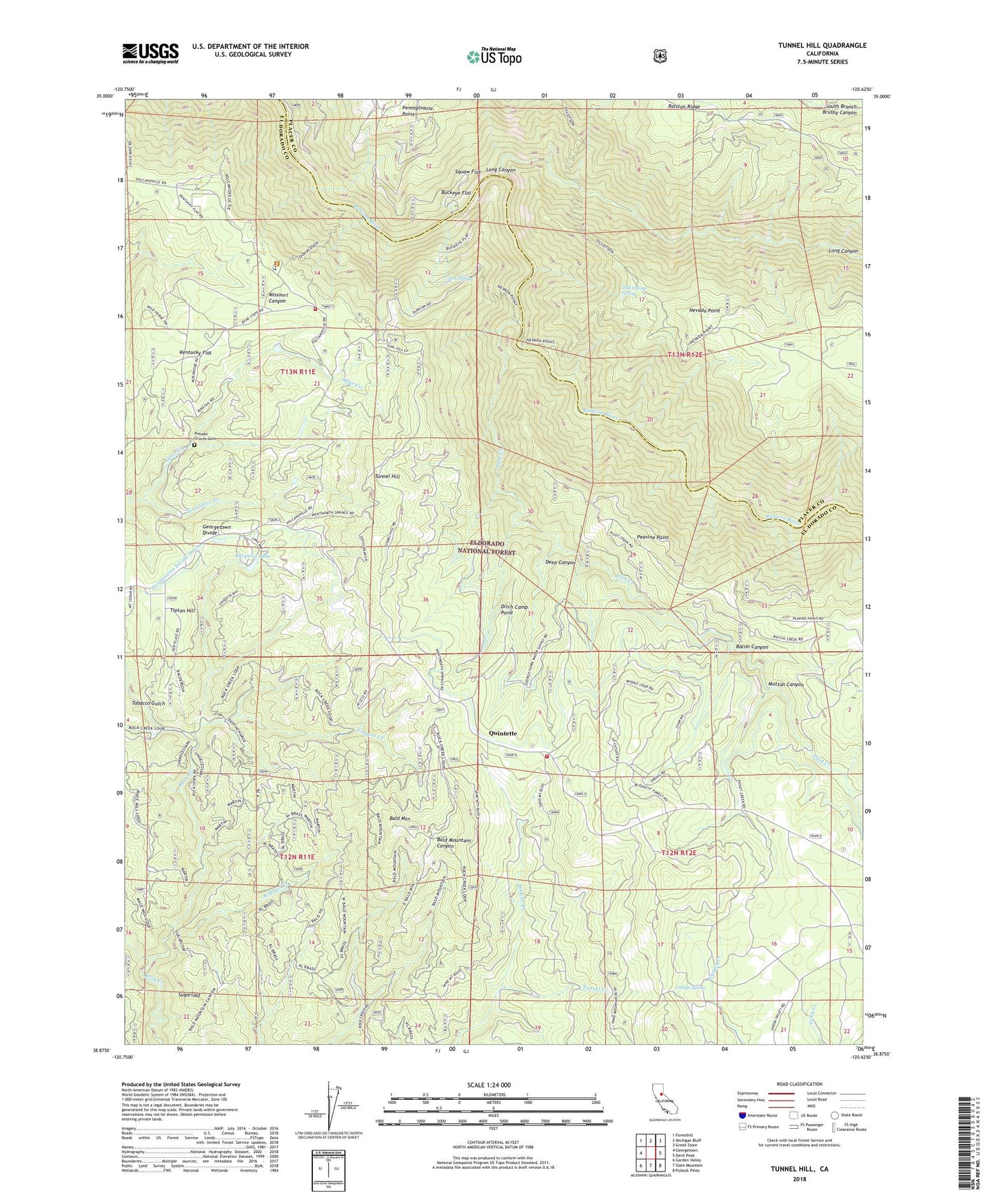 Tunnel Hill California US Topo Map Image