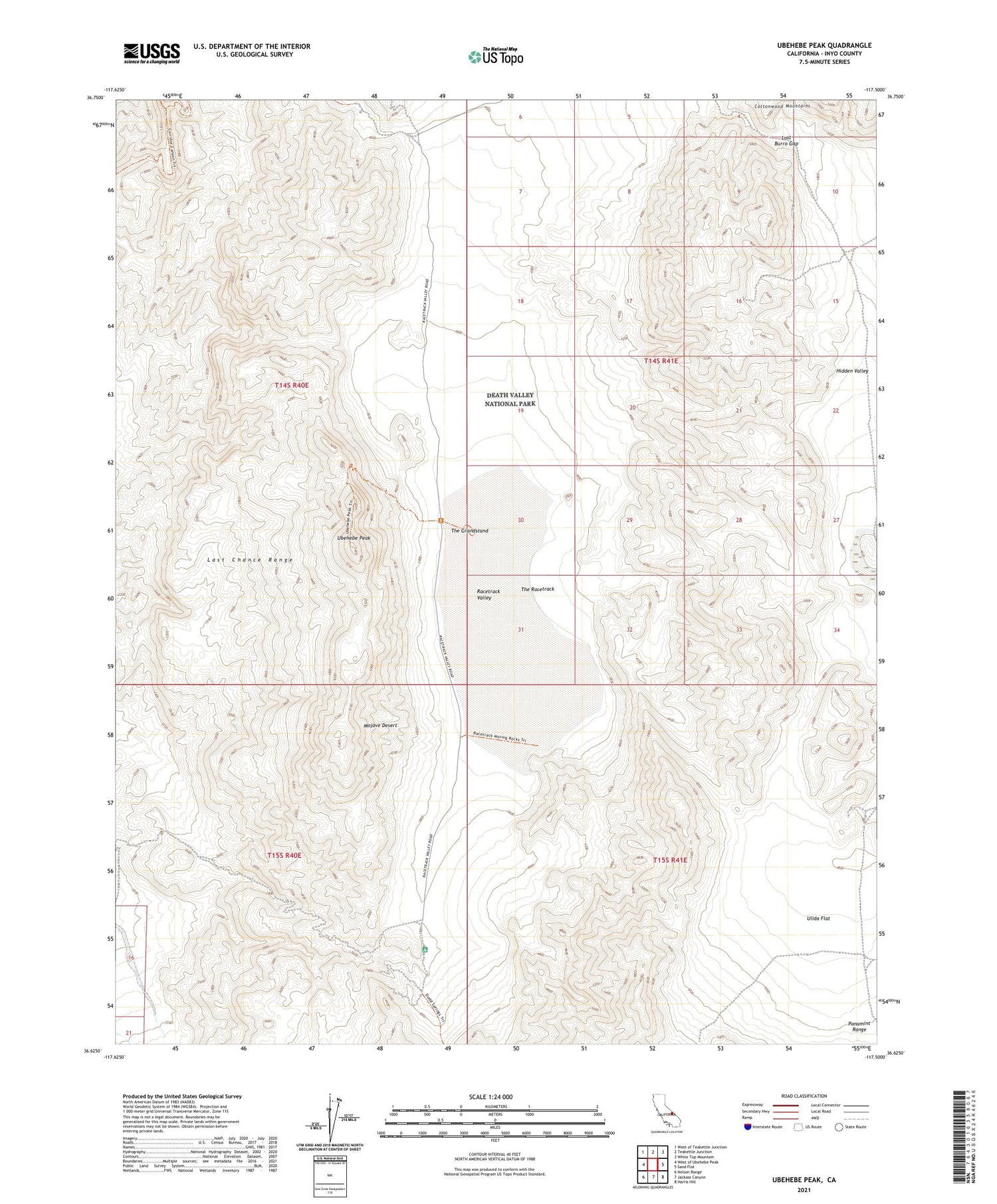 Ubehebe Peak California US Topo Map Image