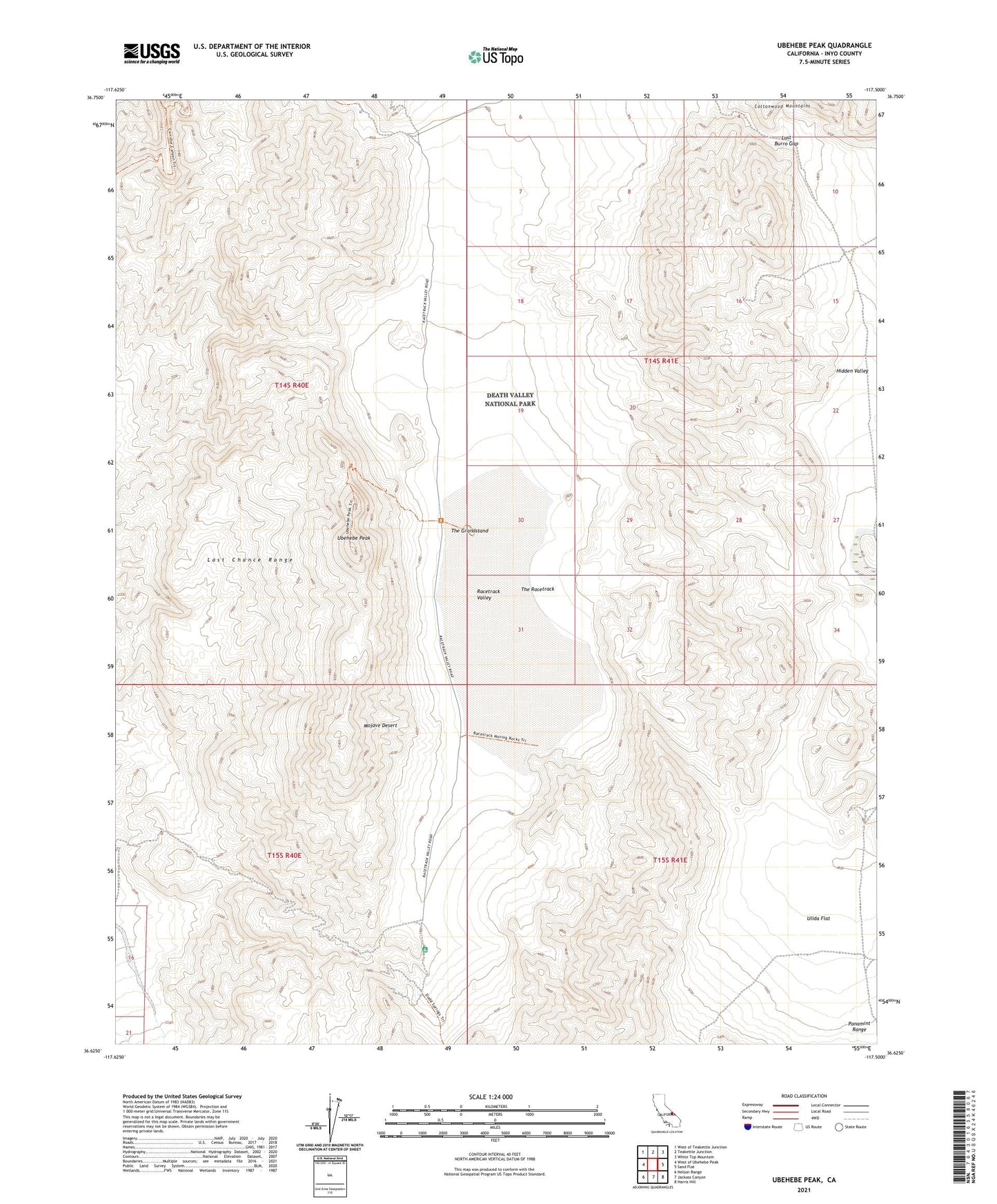 Ubehebe Peak California US Topo Map Image