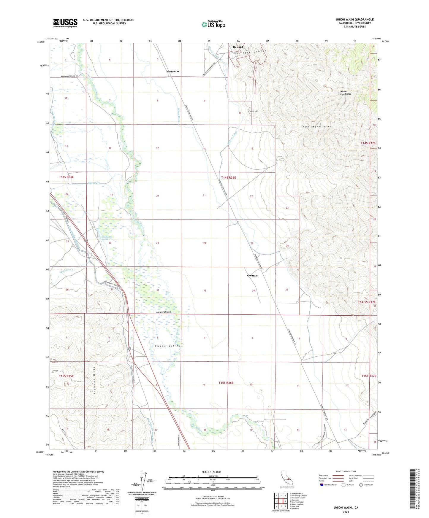 Union Wash California US Topo Map Image