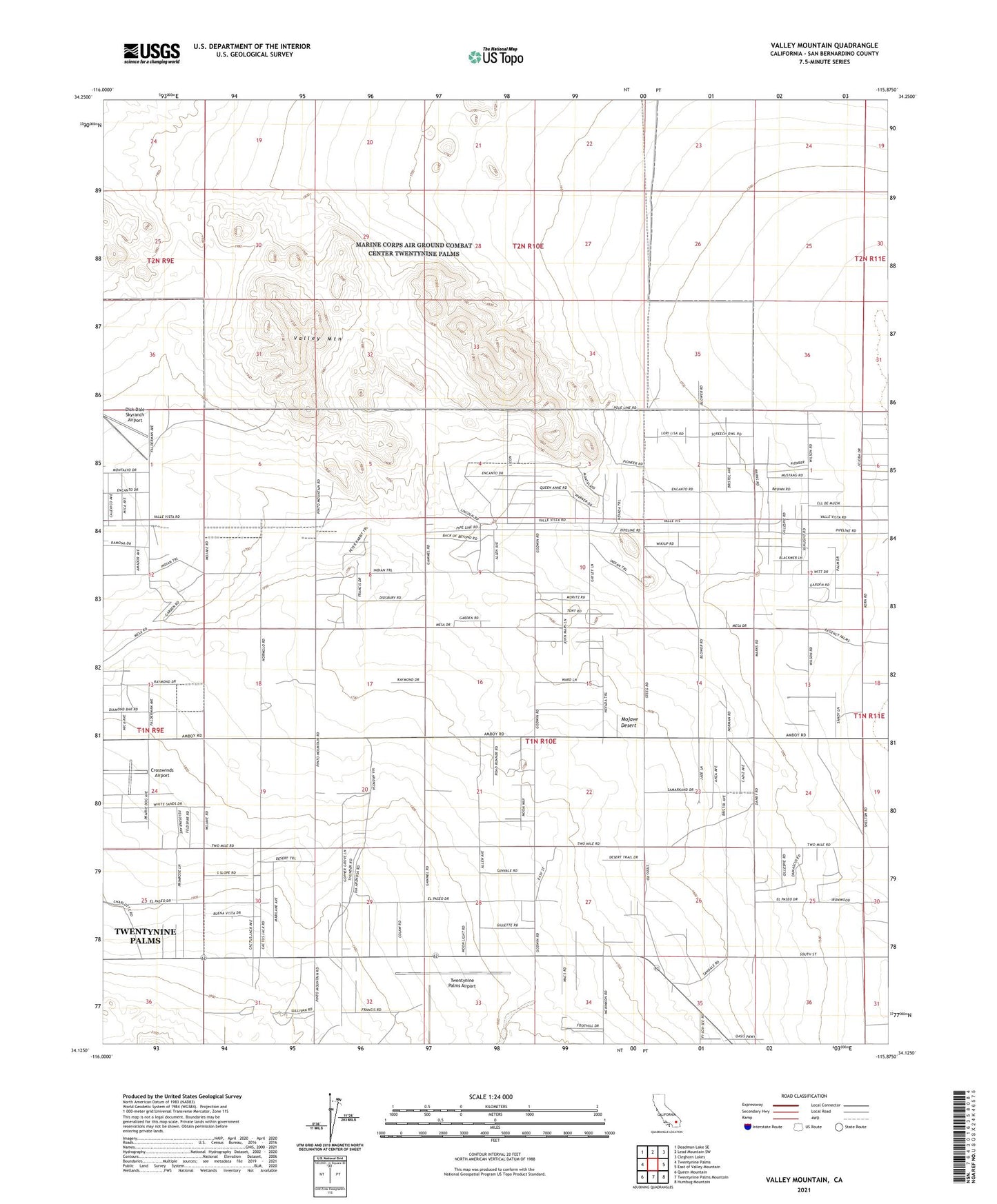 Valley Mountain California US Topo Map Image