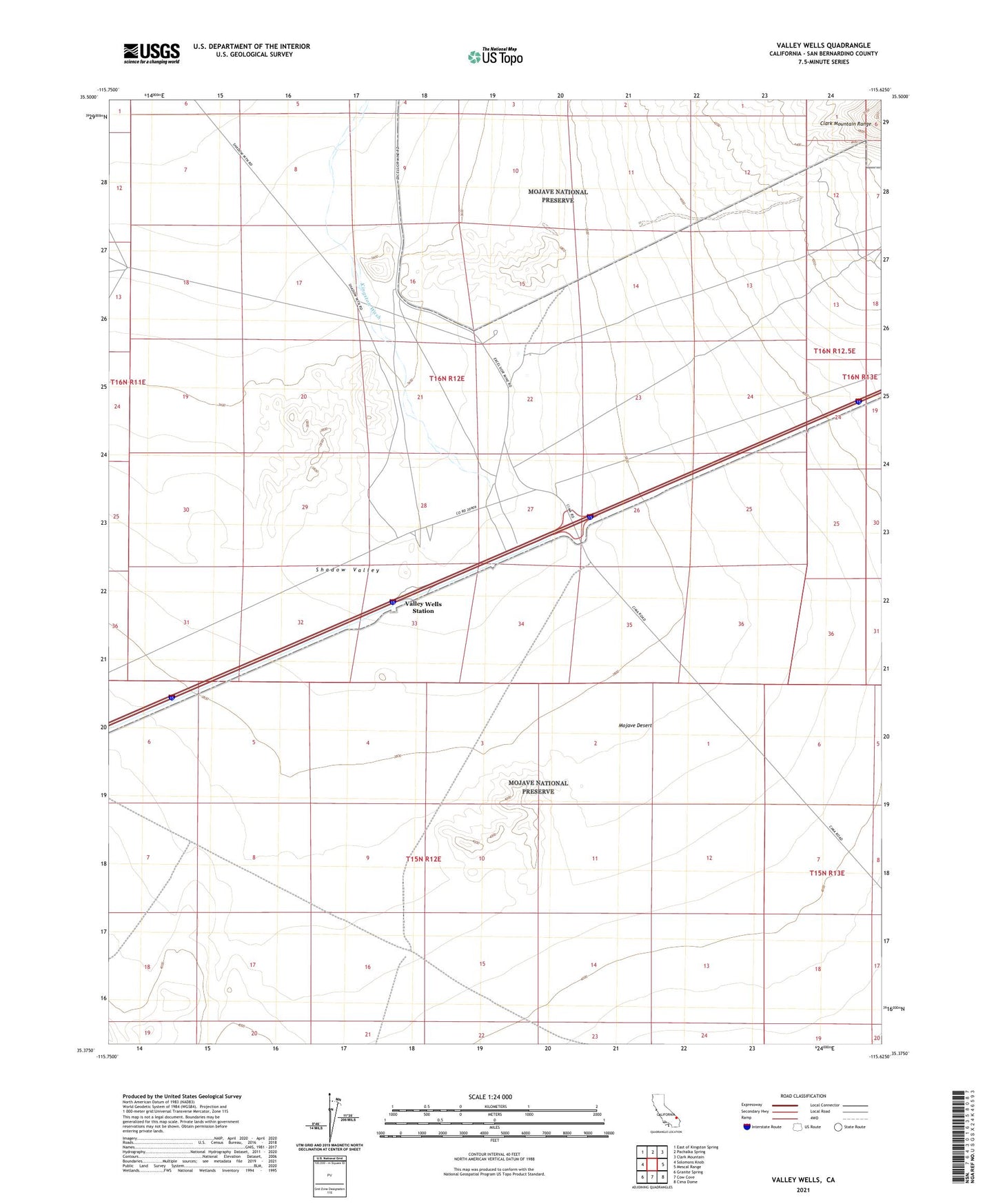 Valley Wells California US Topo Map Image