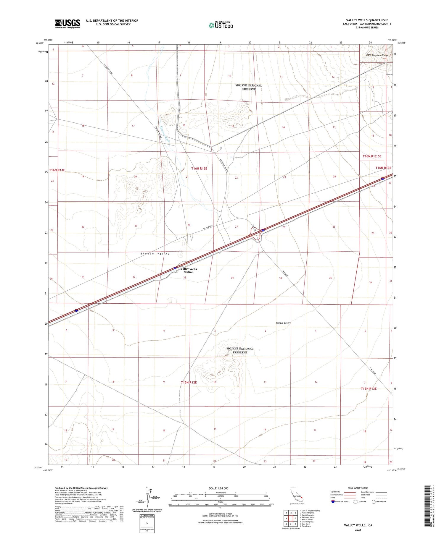 Valley Wells California US Topo Map Image