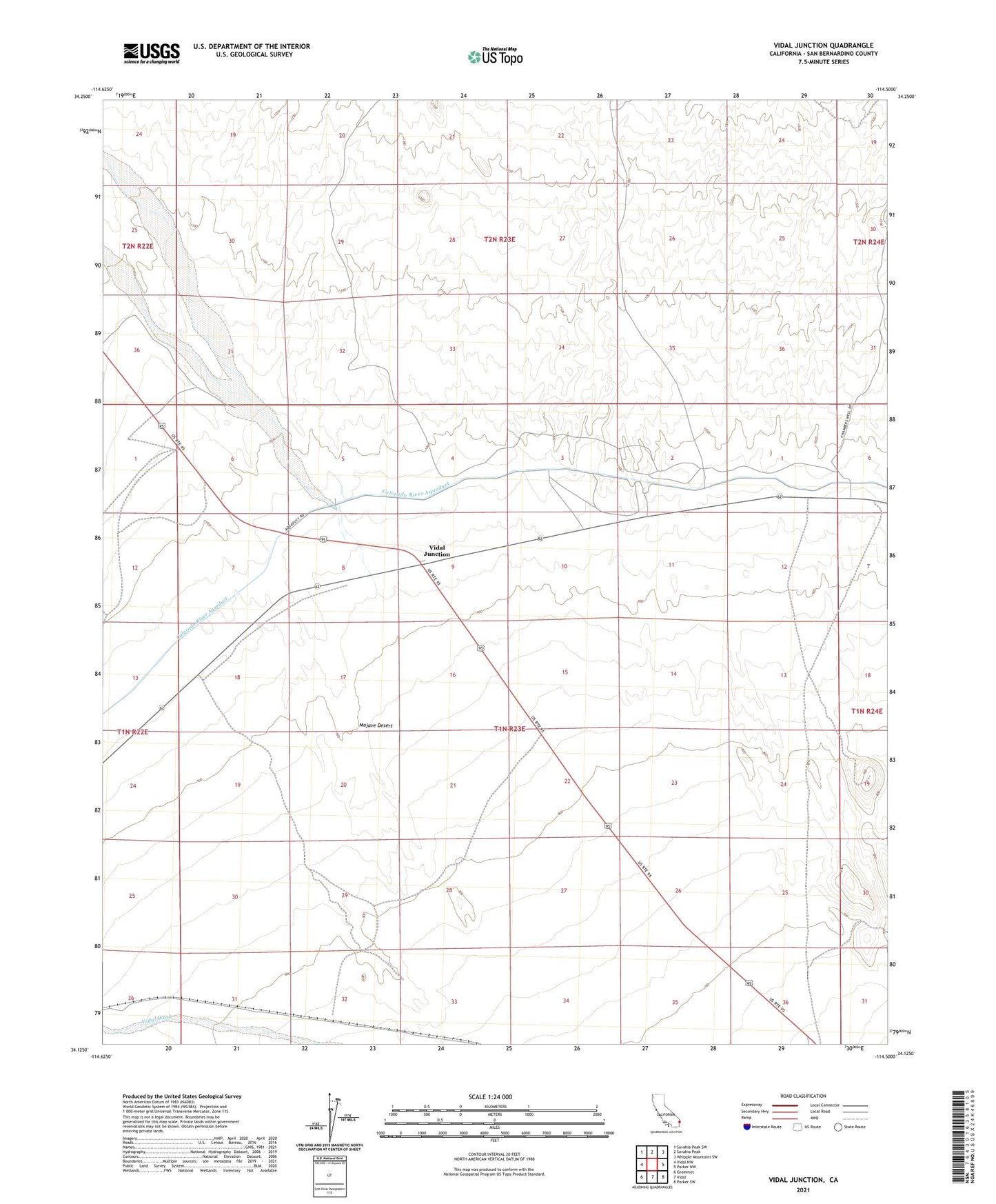 Vidal Junction California US Topo Map Image