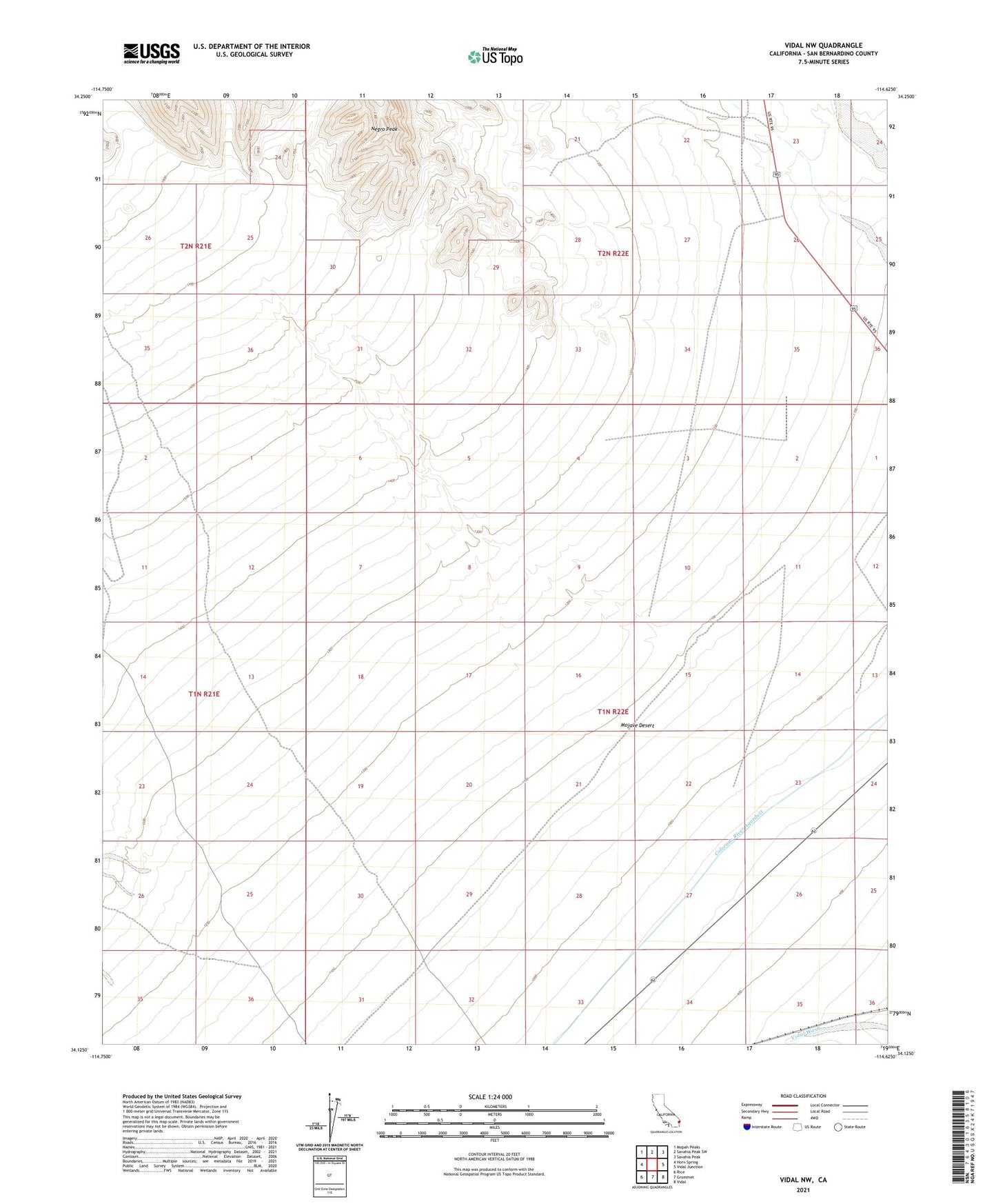 Vidal NW California US Topo Map Image