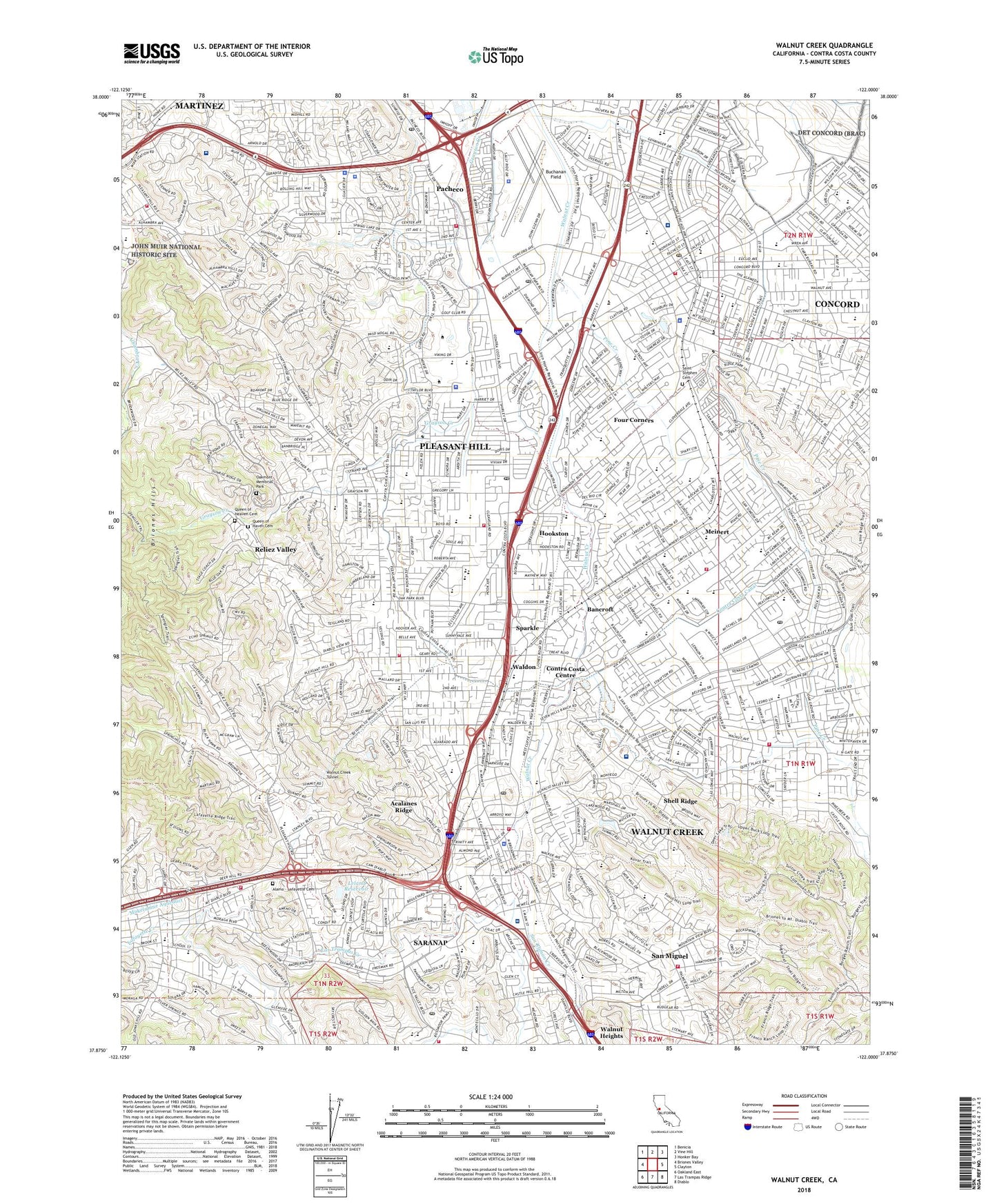 Walnut Creek California US Topo Map Image