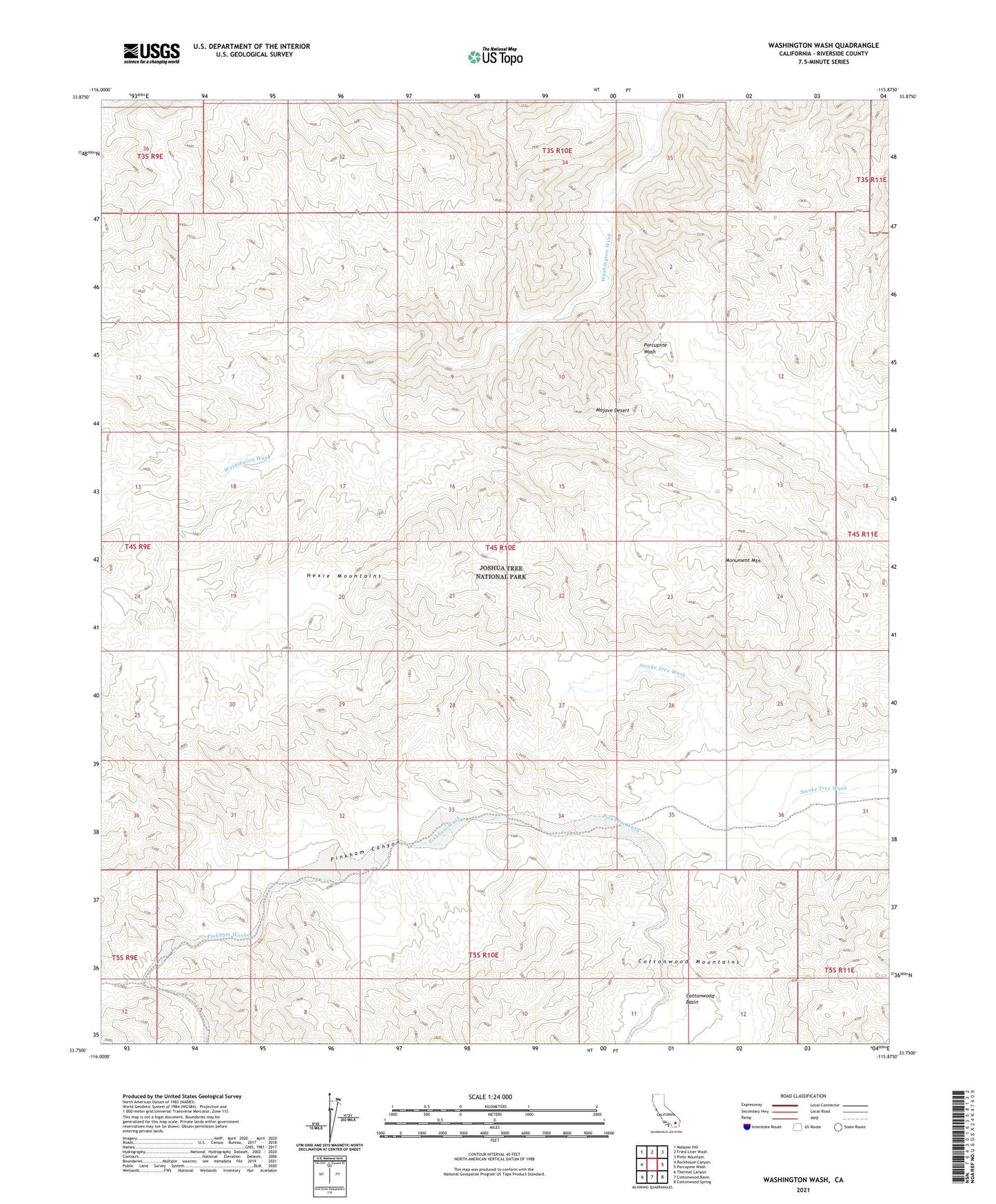 Washington Wash California US Topo Map Image