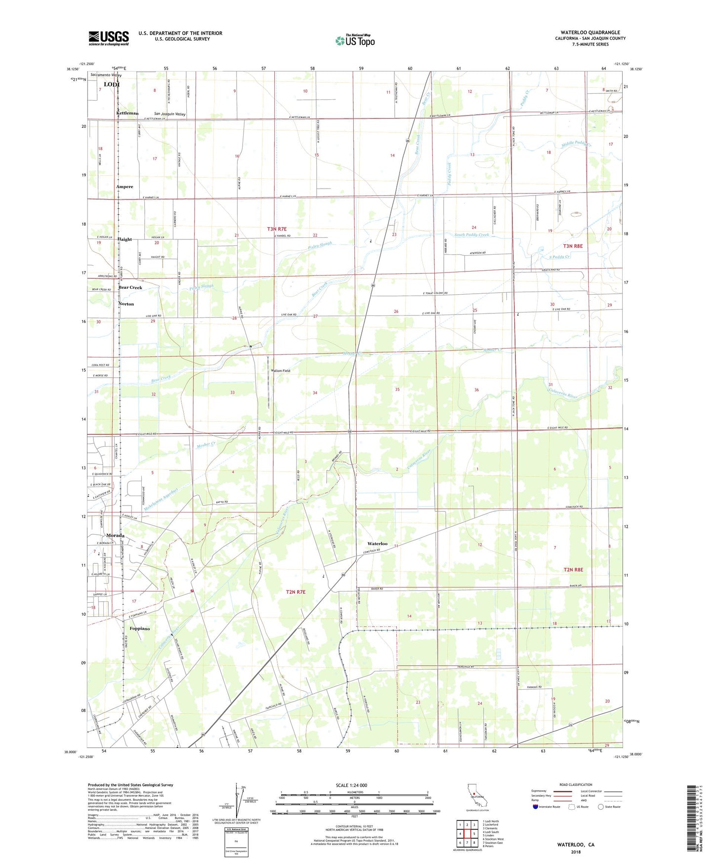 Waterloo California US Topo Map Image