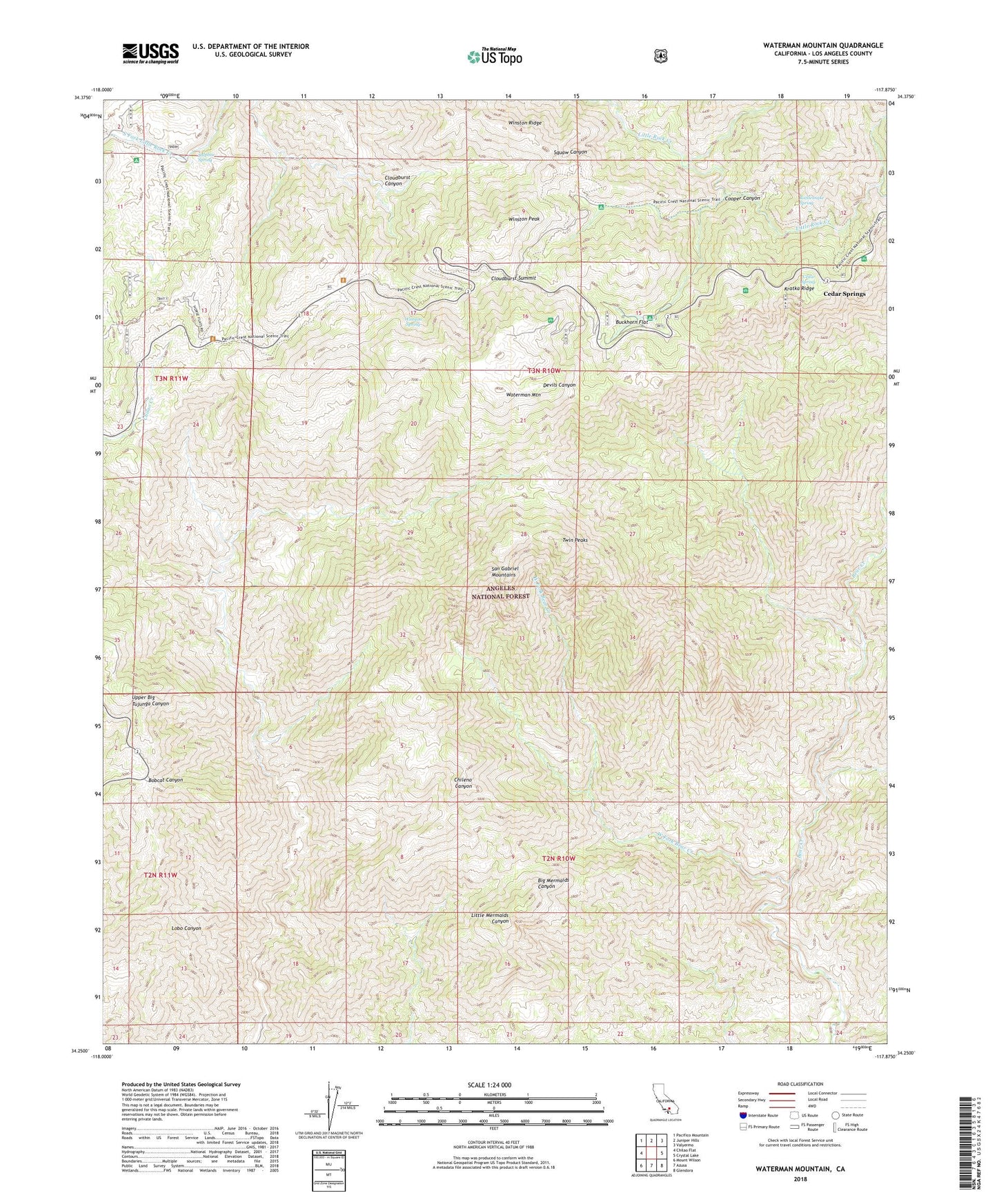 Waterman Mountain California US Topo Map Image