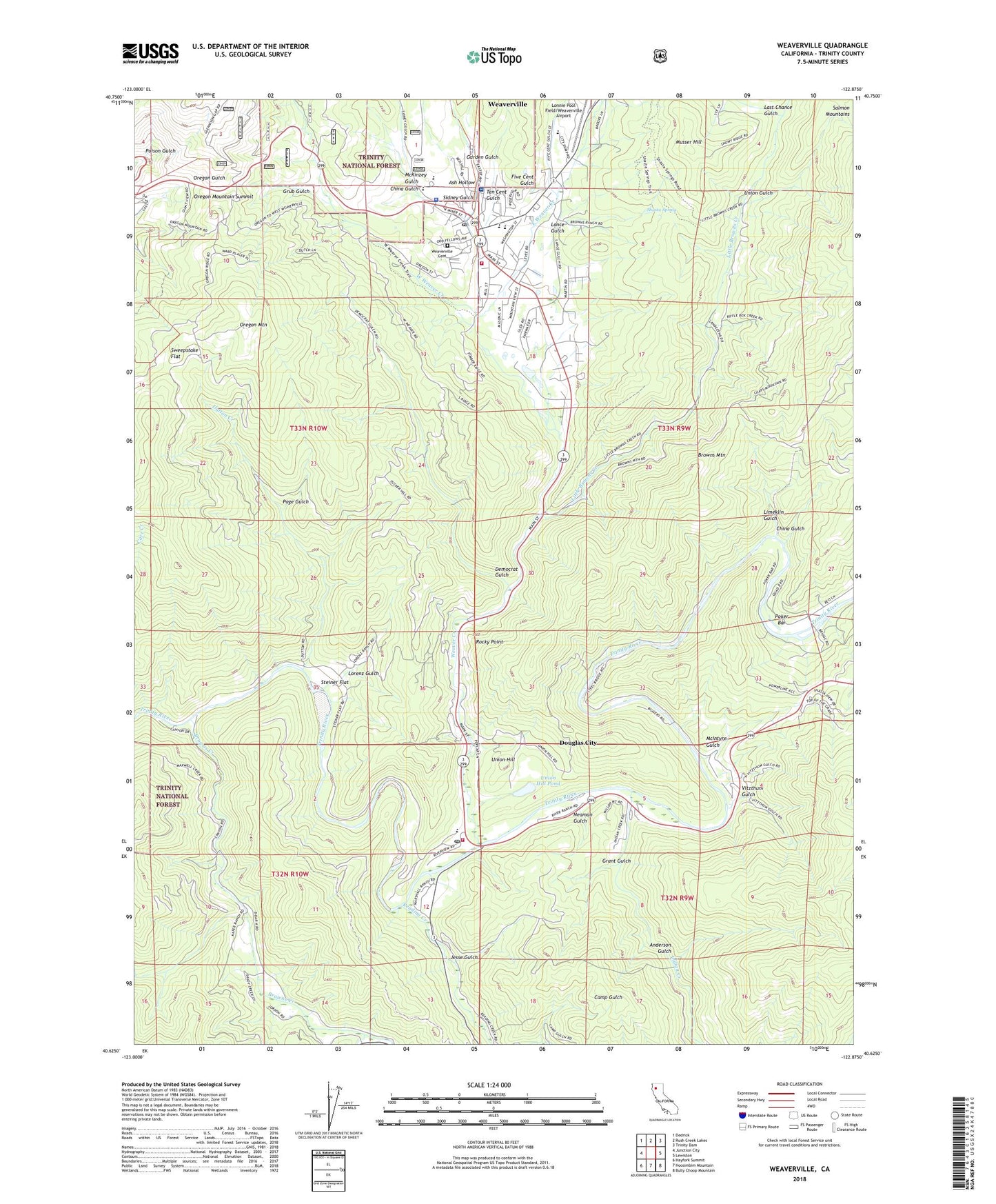 Weaverville California US Topo Map Image