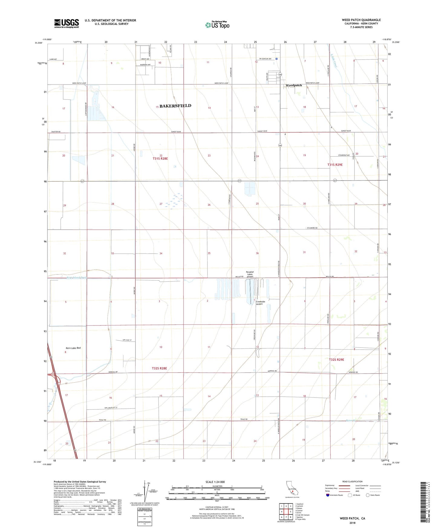 Weed Patch California US Topo Map Image
