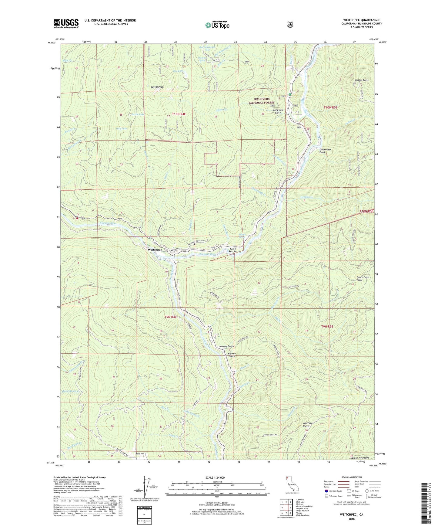 Weitchpec California US Topo Map Image