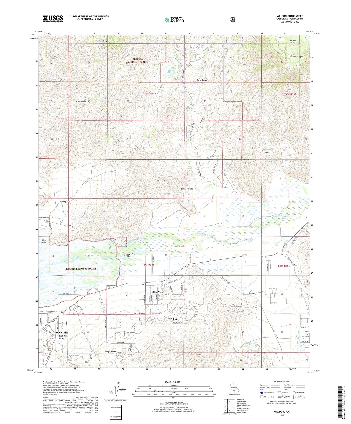 Weldon California US Topo Map Image
