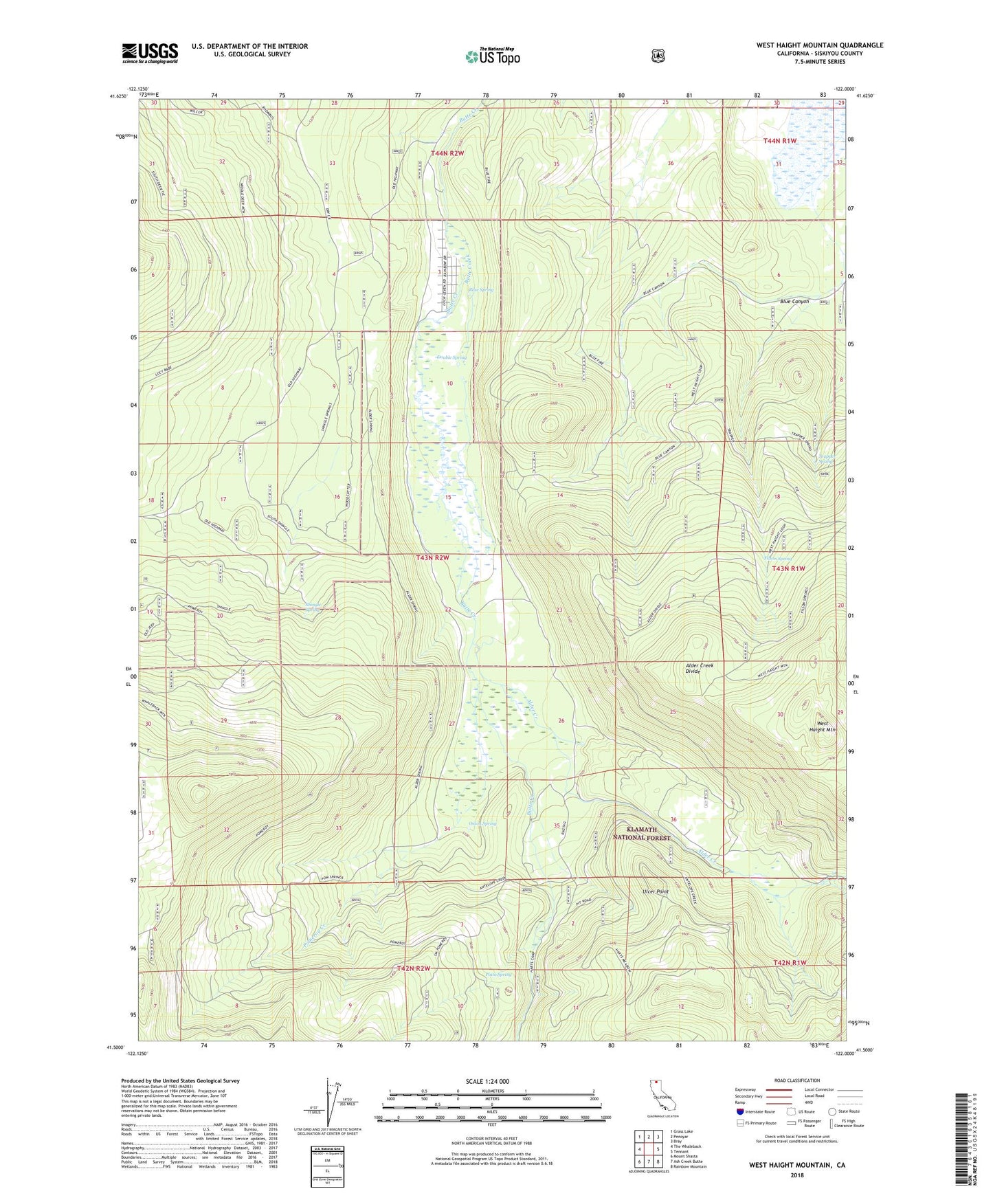 West Haight Mountain California US Topo Map Image
