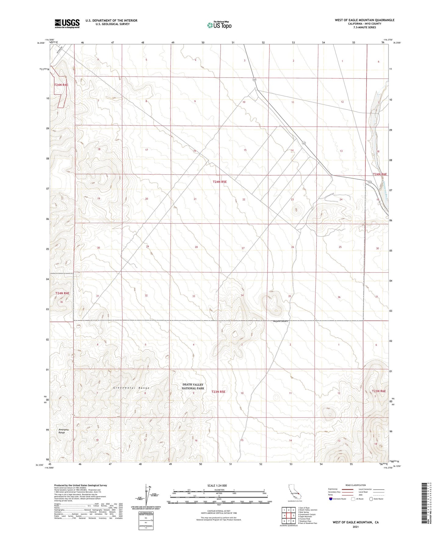 West of Eagle Mountain California US Topo Map Image