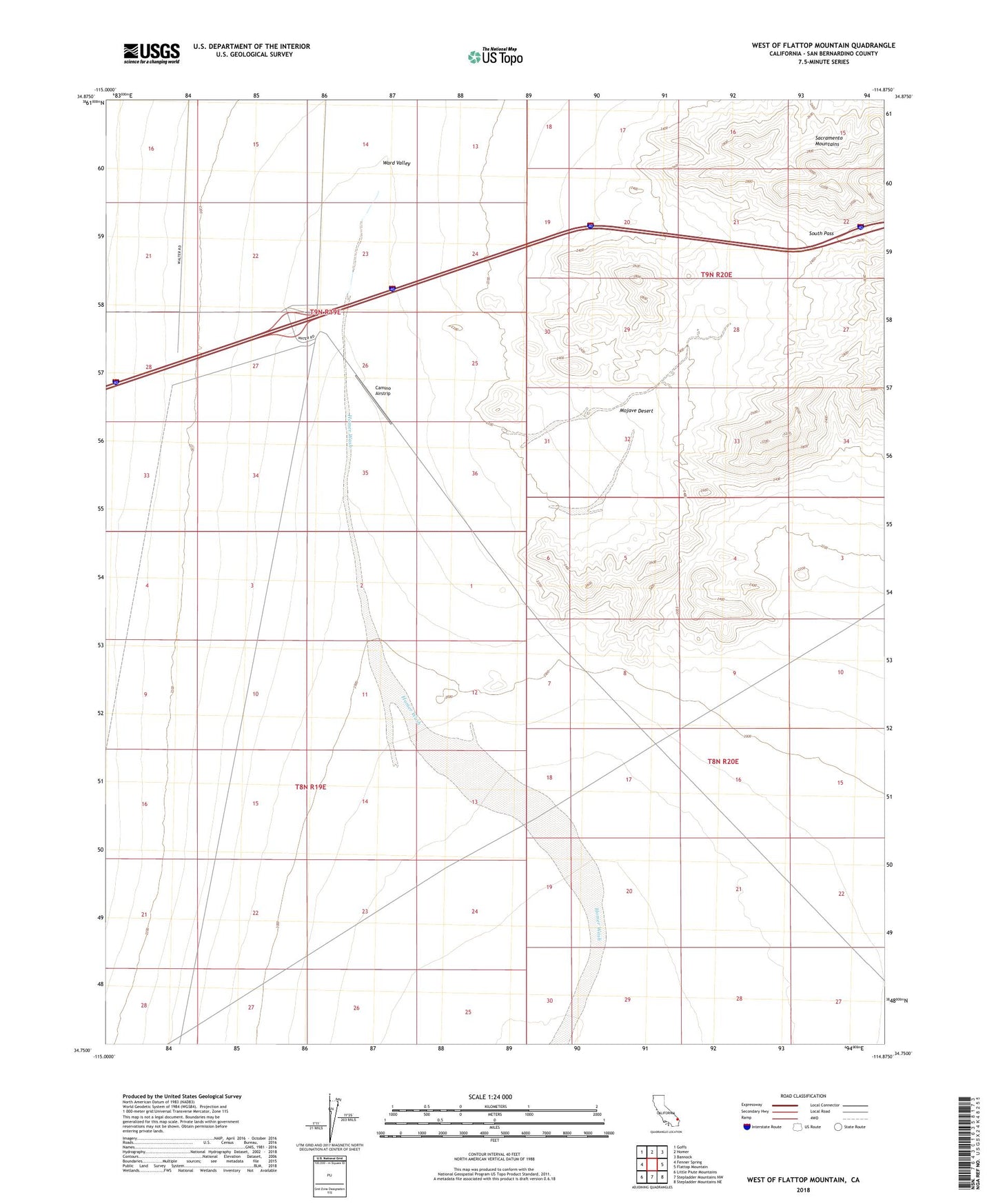 West of Flattop Mountain California US Topo Map Image