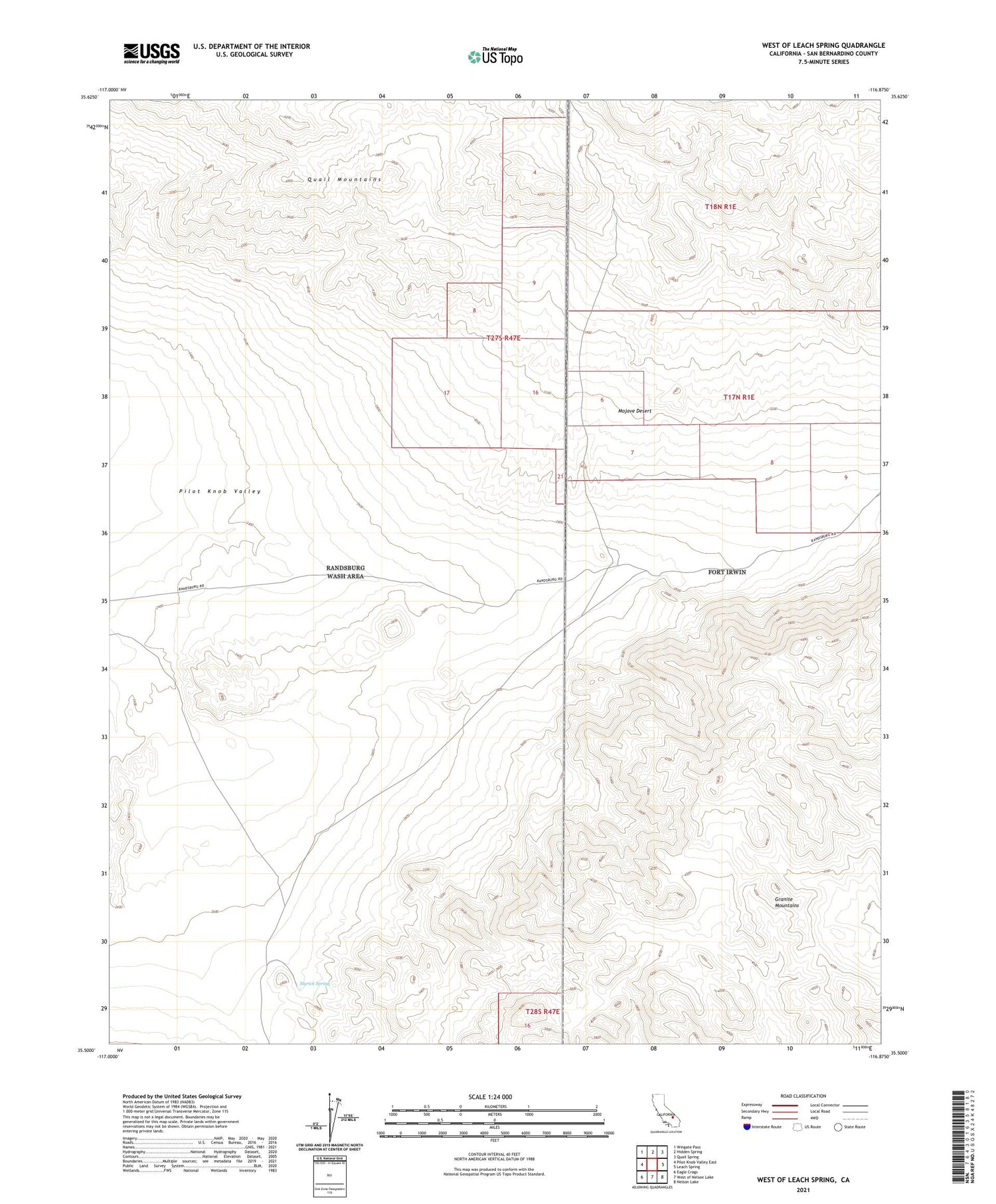 West of Leach Spring California US Topo Map Image