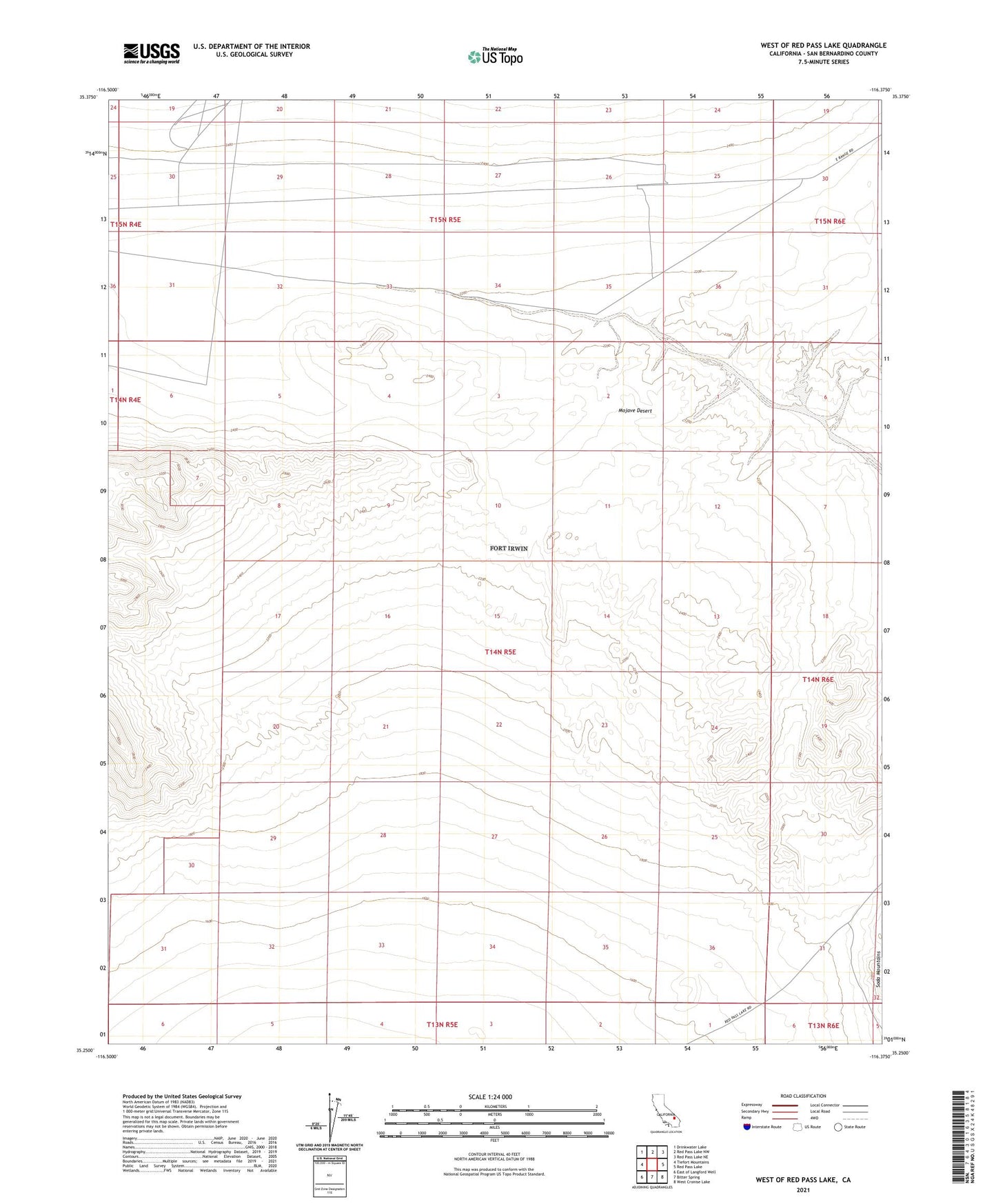 West of Red Pass Lake California US Topo Map Image