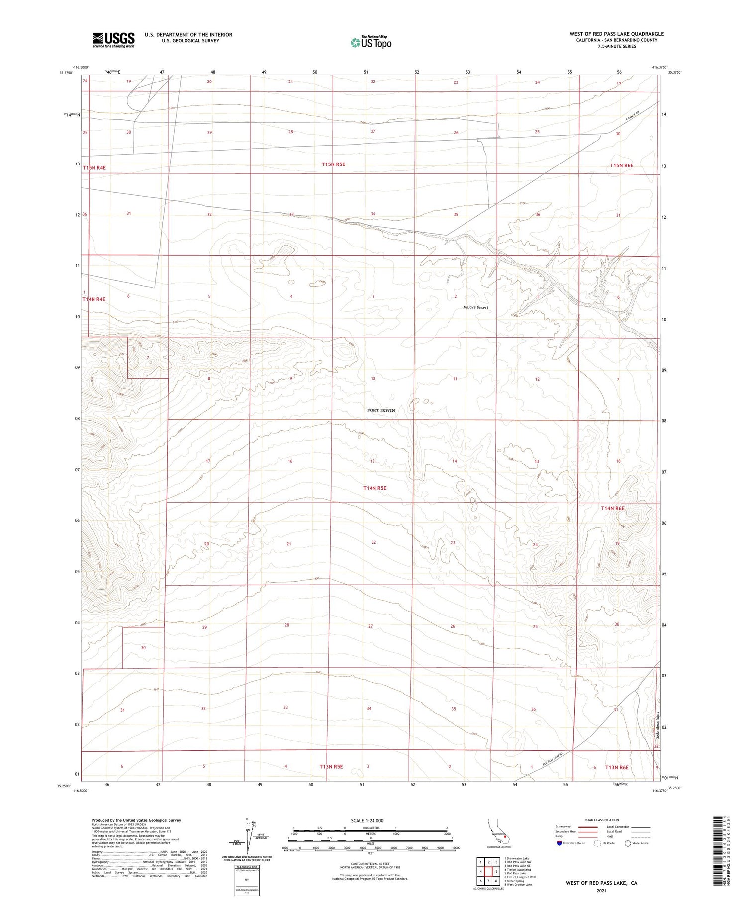 West of Red Pass Lake California US Topo Map Image