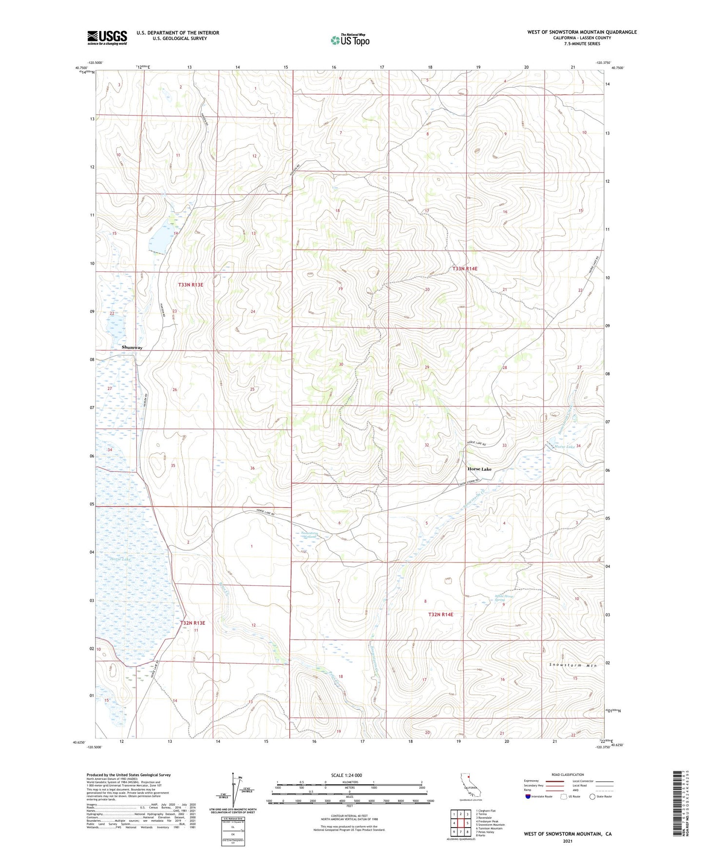 West of Snowstorm Mountain California US Topo Map Image