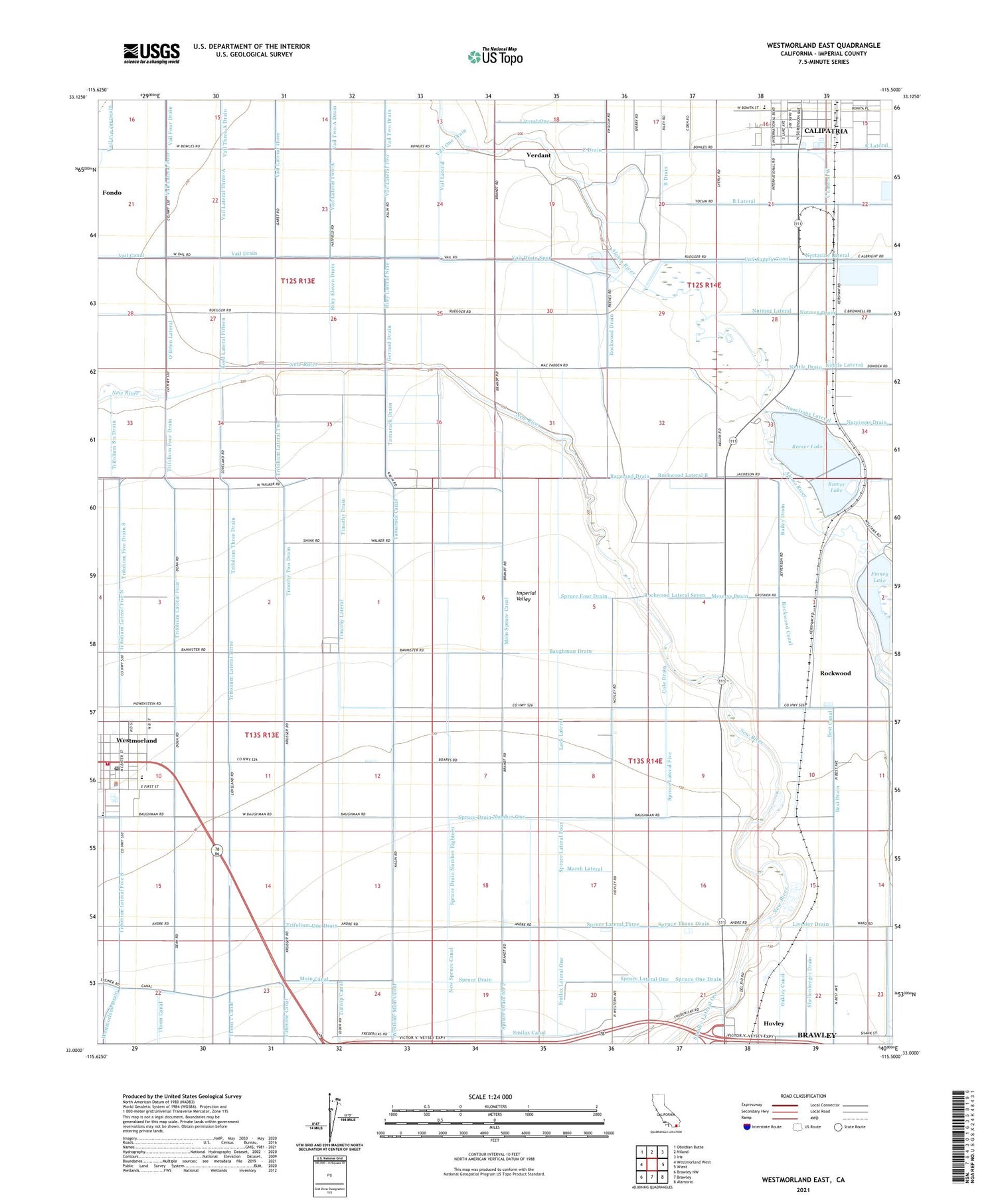 Westmorland East California US Topo Map Image