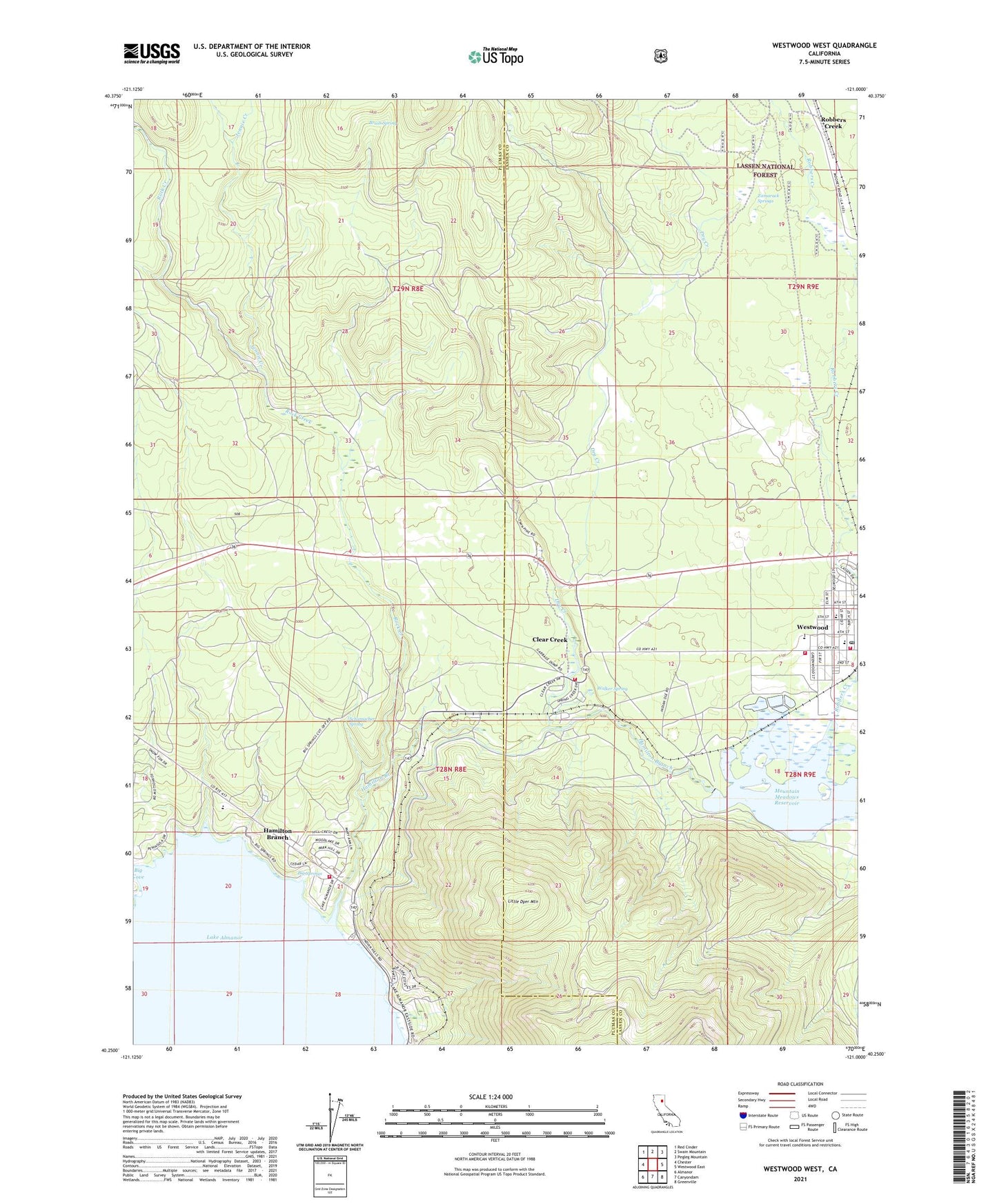 Westwood West California US Topo Map Image