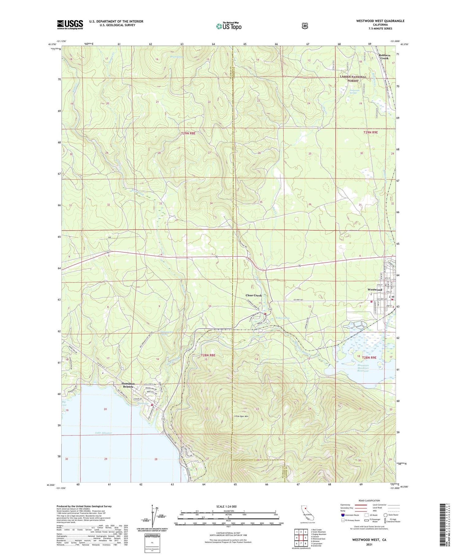 Westwood West California US Topo Map Image