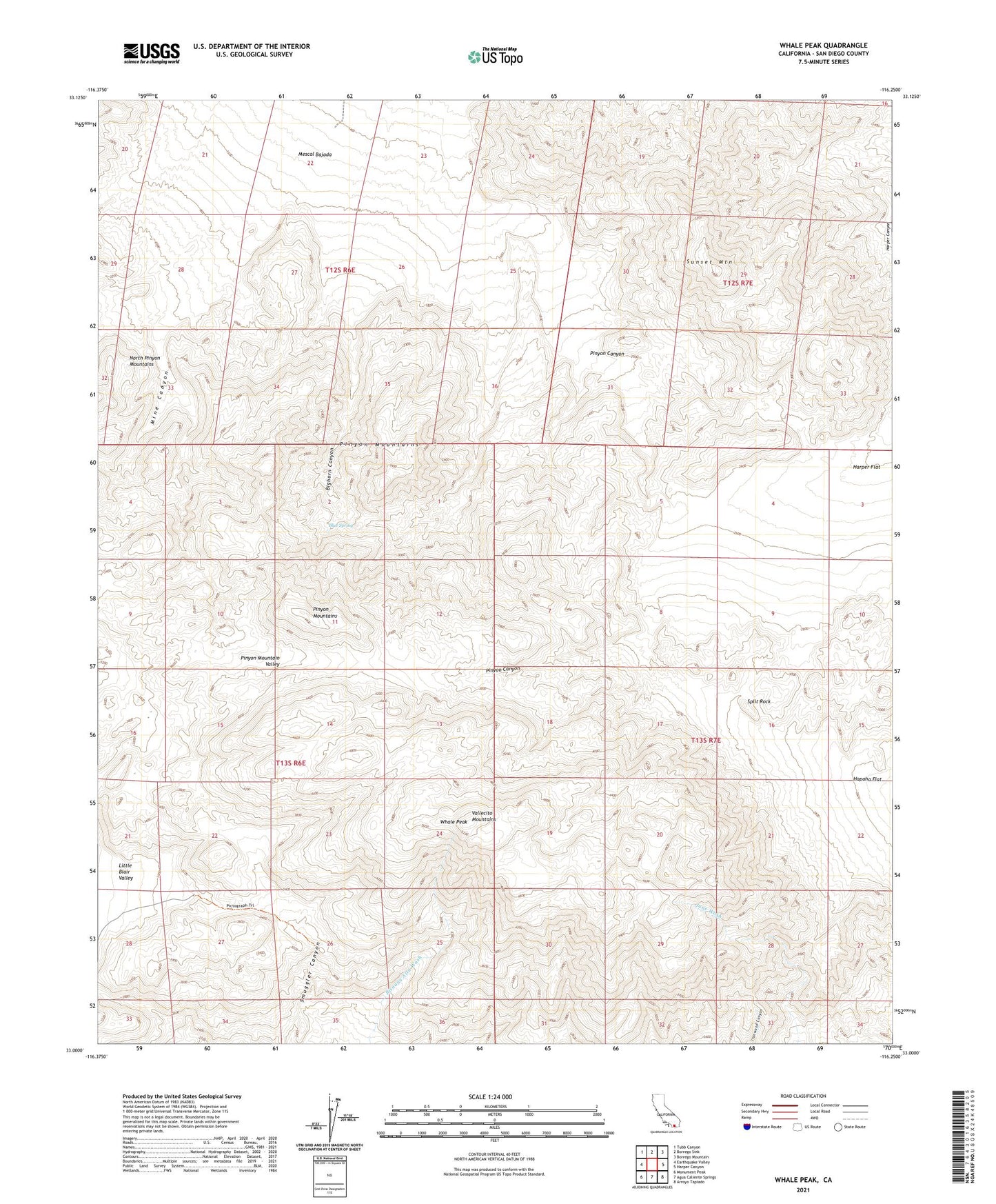 Whale Peak California US Topo Map Image