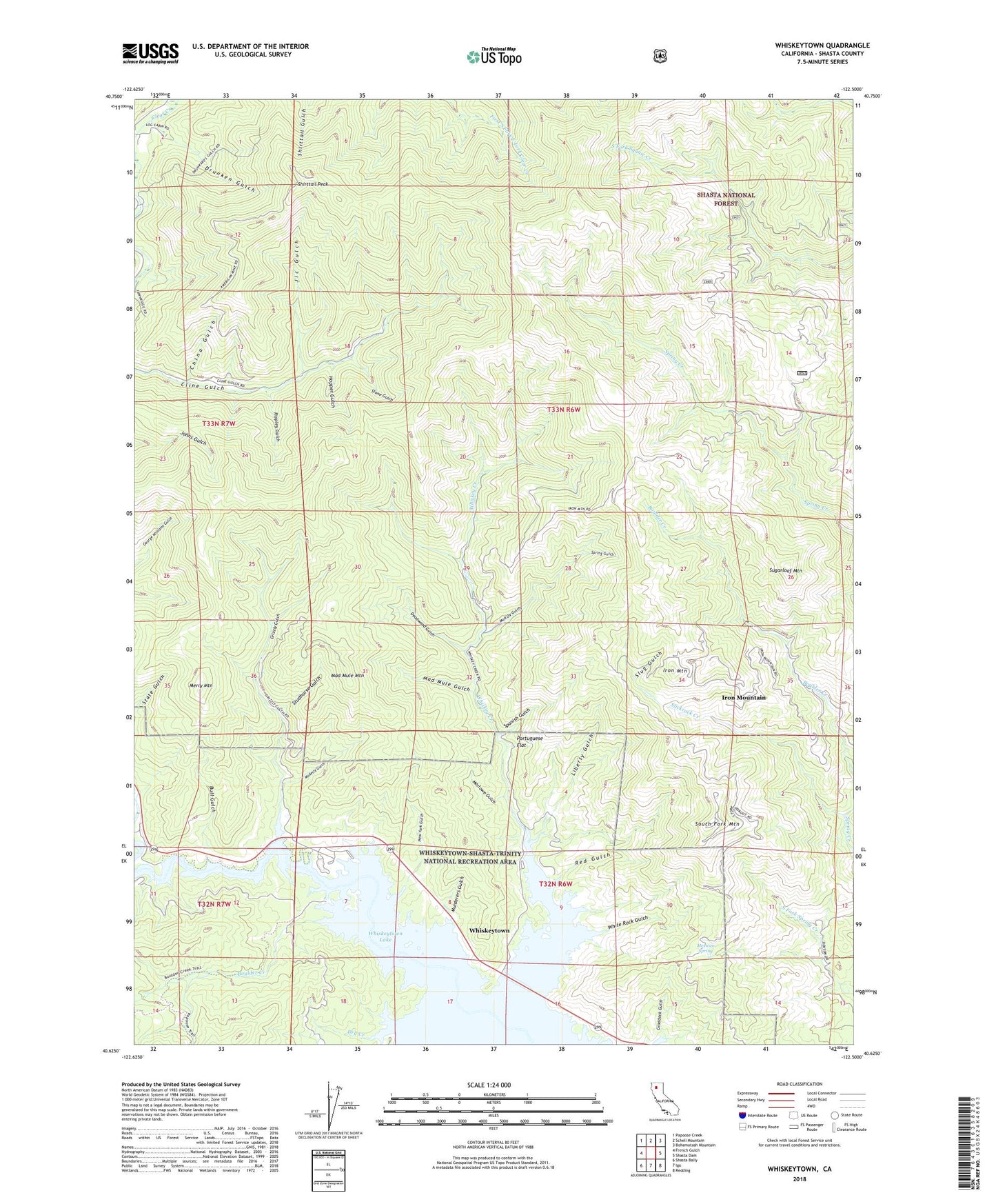 Whiskeytown California US Topo Map Image