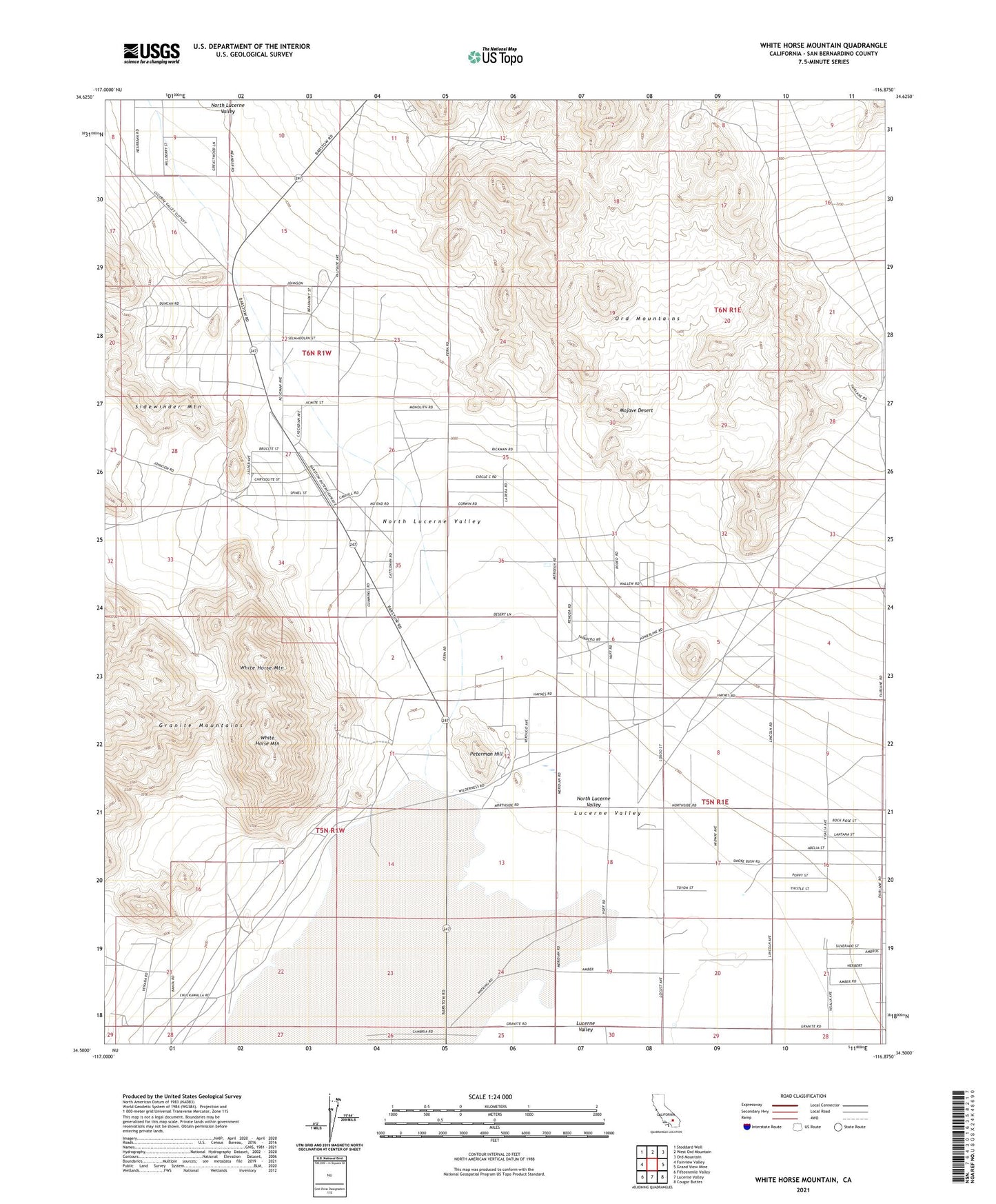 White Horse Mountain California US Topo Map Image