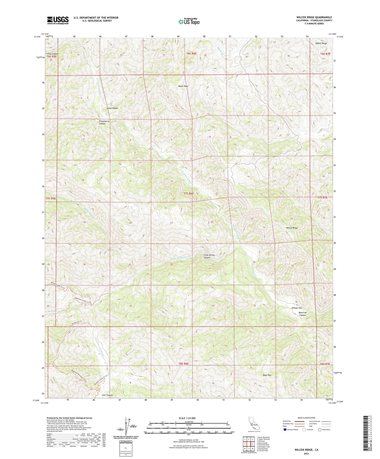 Wilcox Ridge California US Topo Map Image