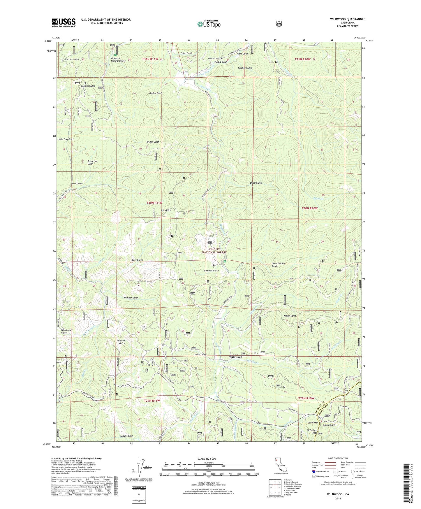 Wildwood California US Topo Map Image