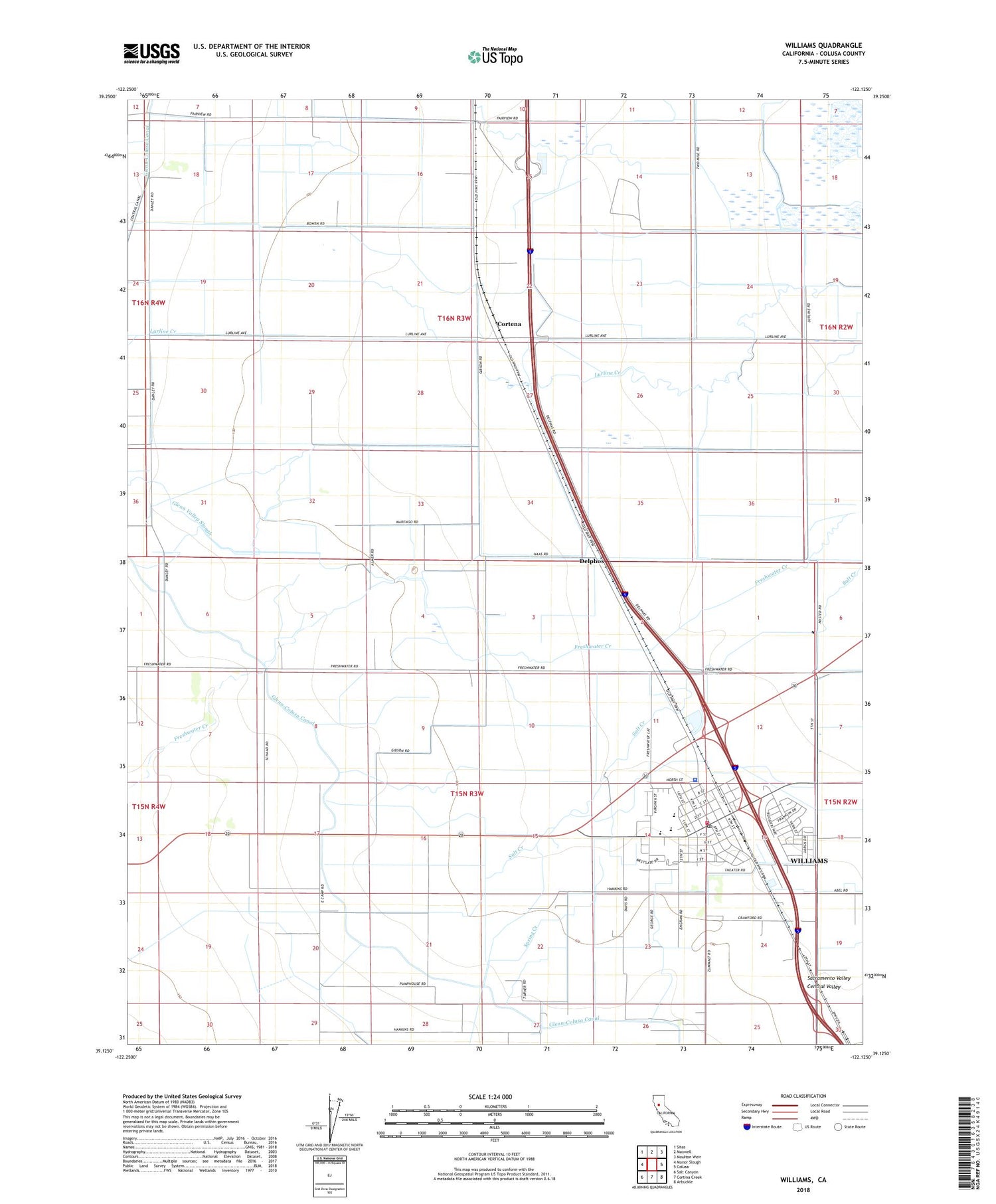 Williams California US Topo Map Image