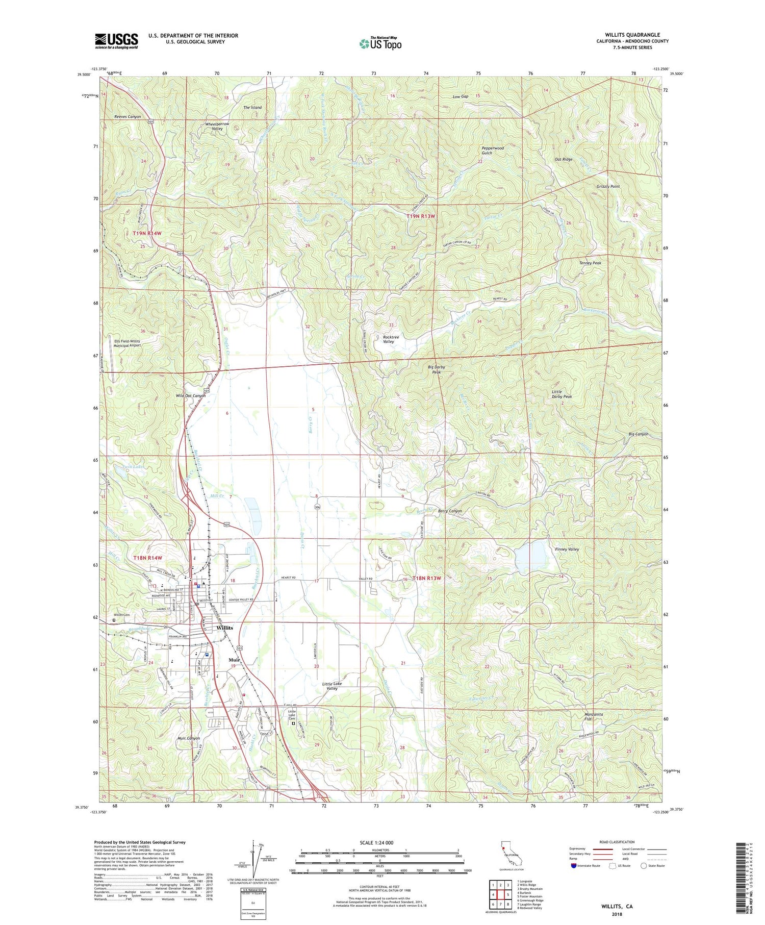 Willits California US Topo Map Image