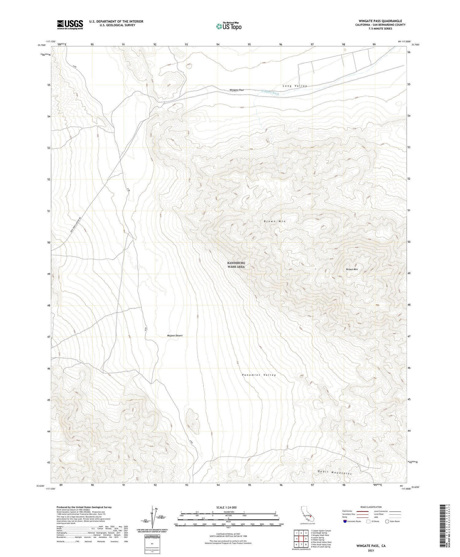 Wingate Pass California US Topo Map Image