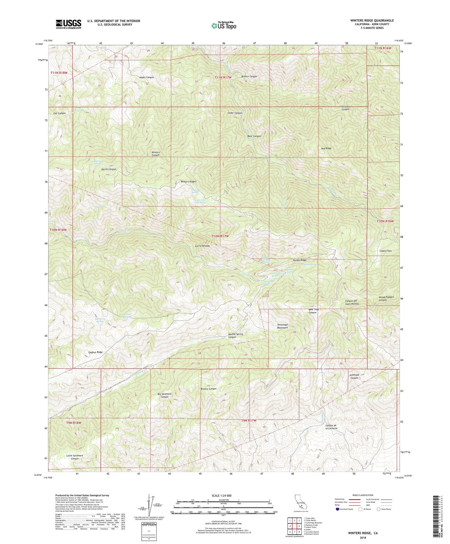 Winters Ridge California US Topo Map Image