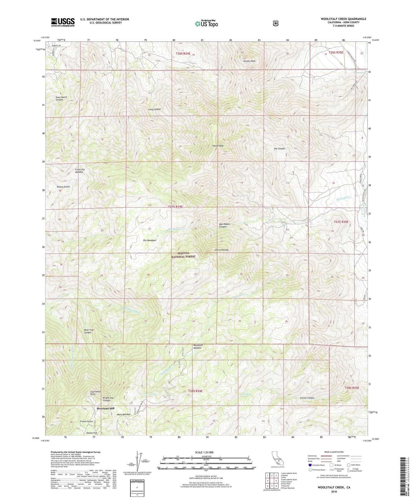 Woolstalf Creek California US Topo Map Image