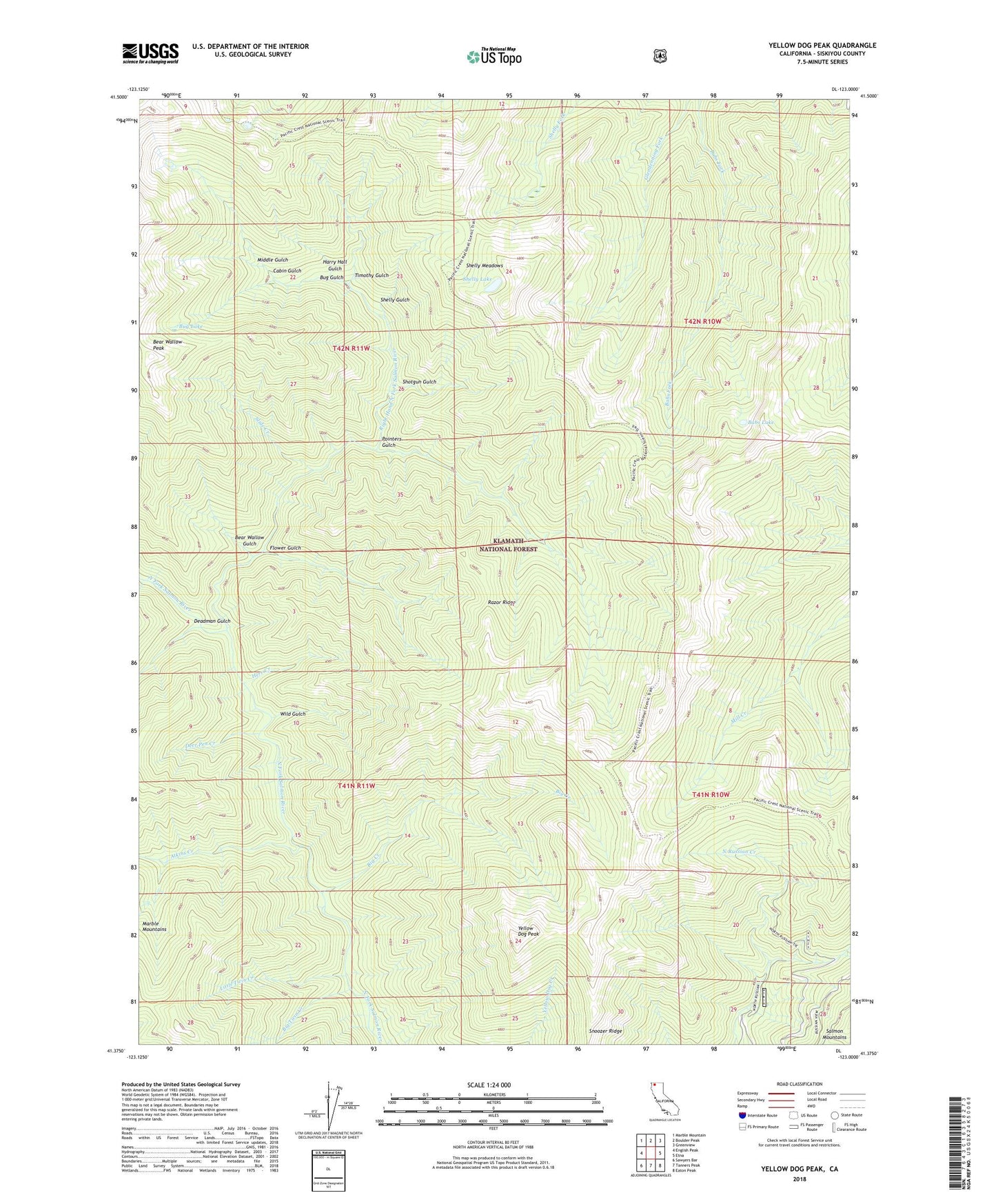 Yellow Dog Peak California US Topo Map Image