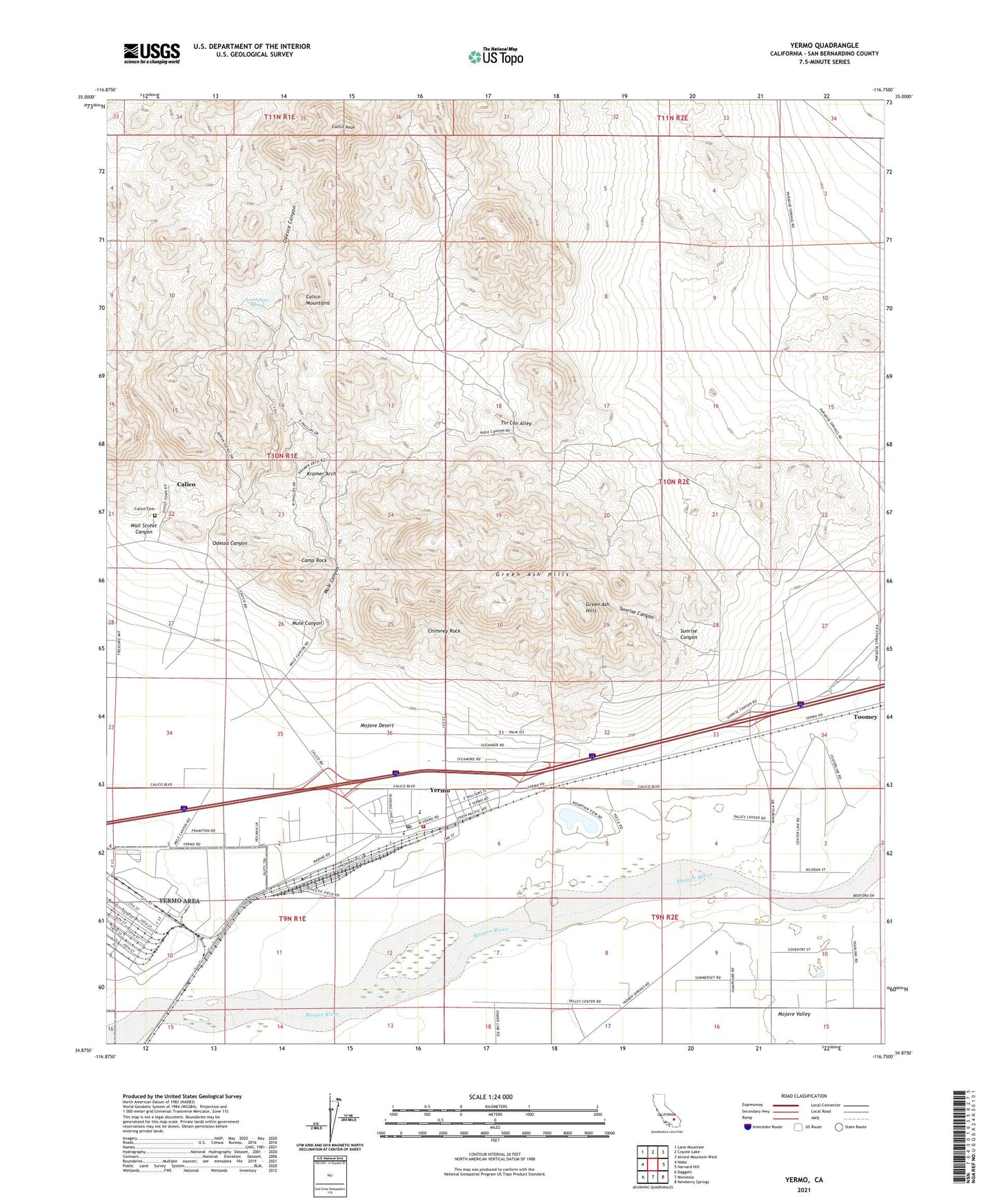 Yermo California US Topo Map Image