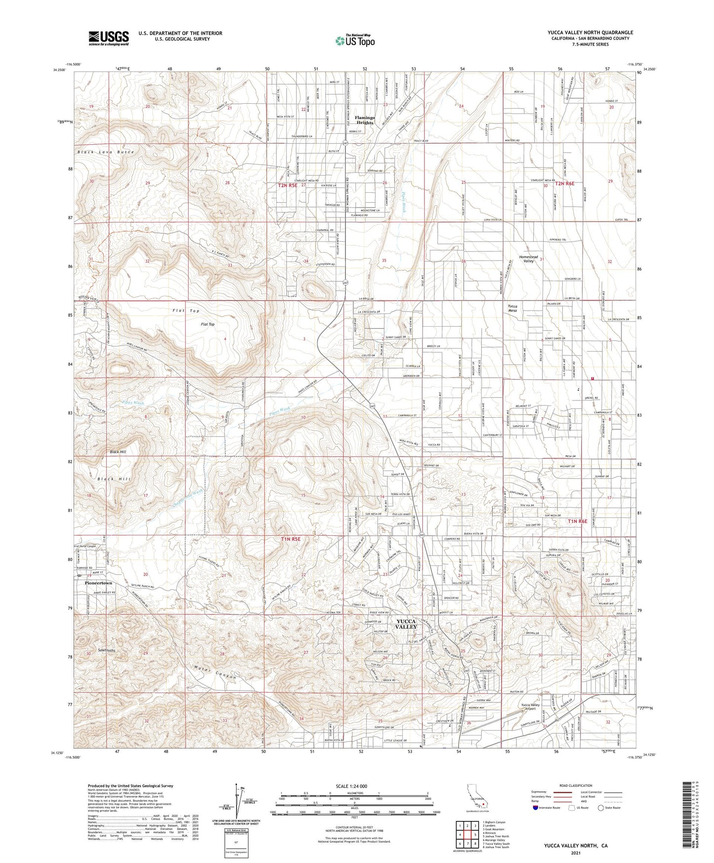 Yucca Valley North California US Topo Map Image